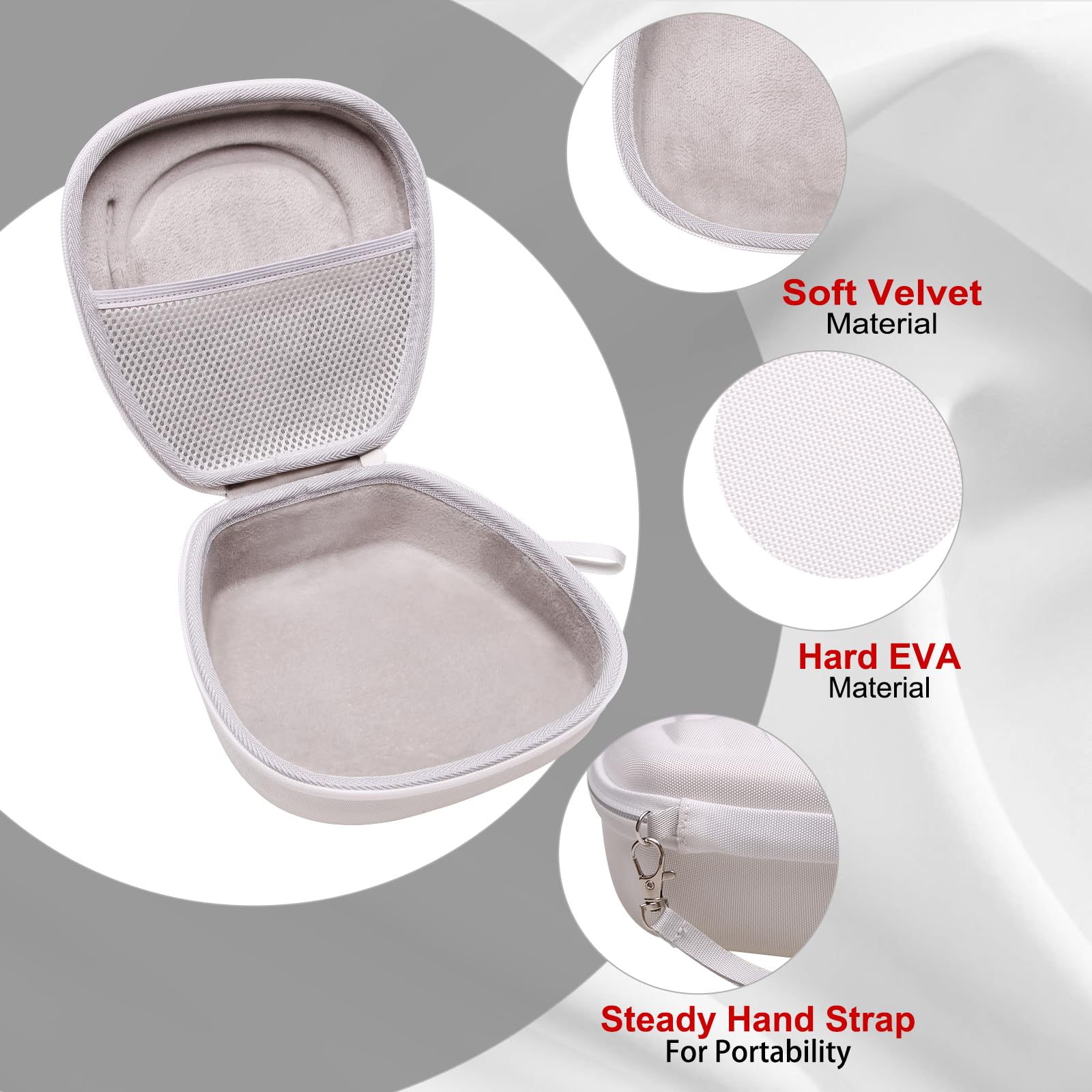 LTGEM Hard Protective Headphone Case for Logitech H390/H430/H570e/Zone 300/Zone 301, JLab Go Work, JIAMQISHI & EAGLEND Headsets - Shockproof Travel Storage (White & Grey) - Perfect for Office, Travel & Gaming Accessories