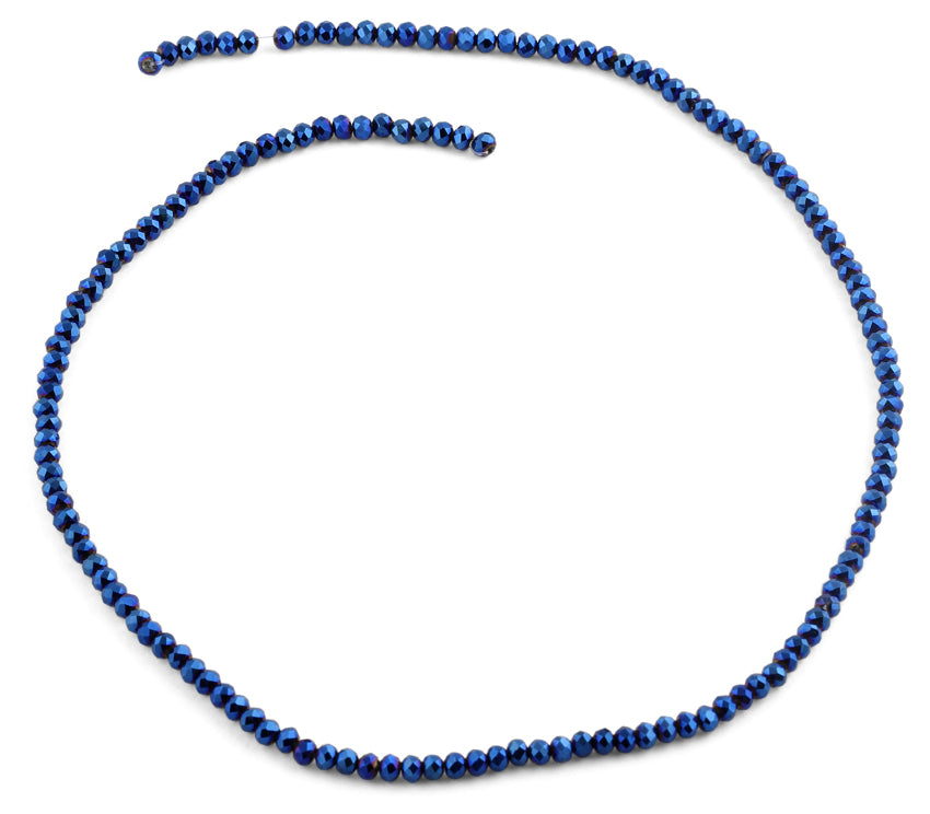 3mm Navy Blue Faceted Rondelle Glass Beads for Jewelry Making, DIY Crafts, Bracelets & Necklaces - 100pcs Bulk Wholesale