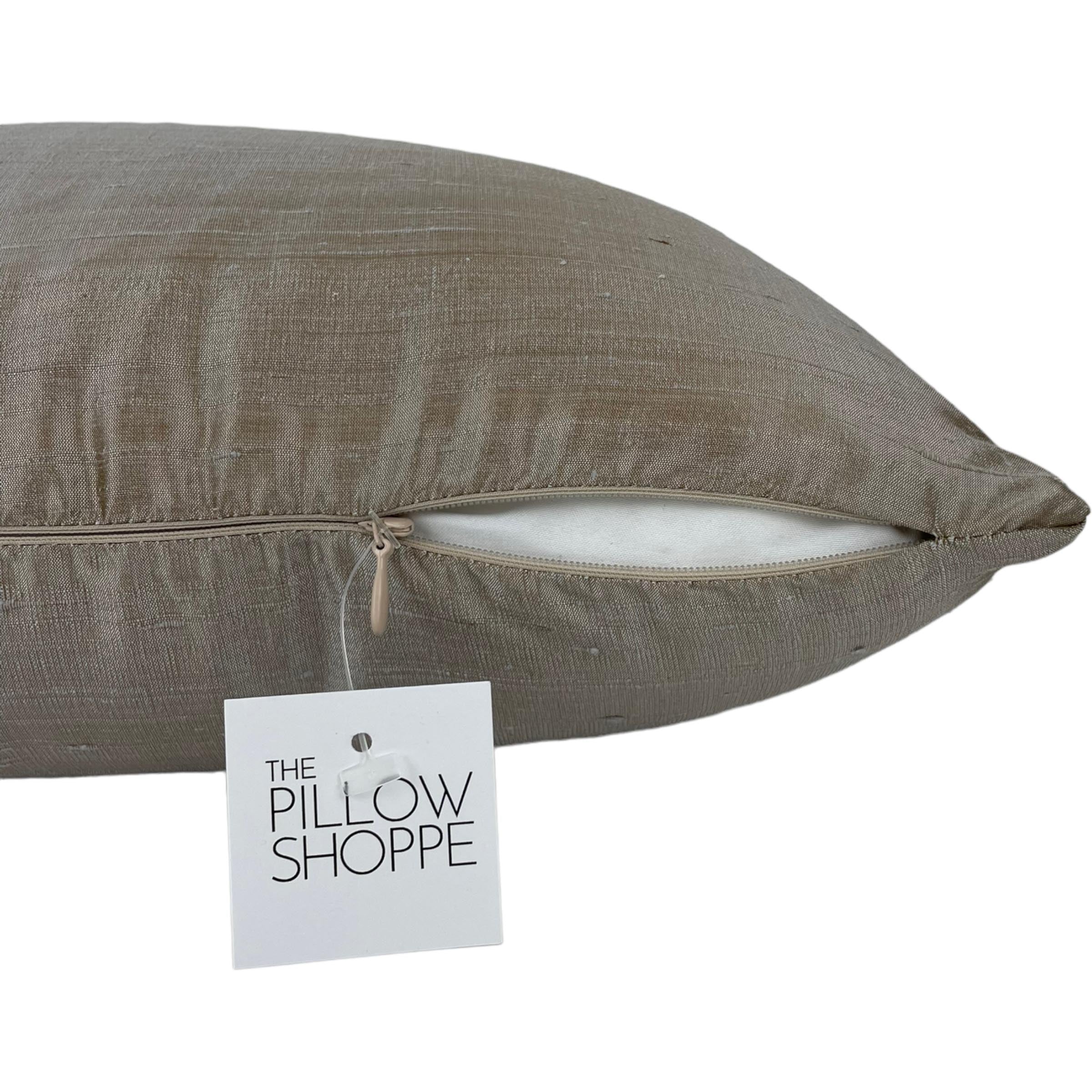 Dupioni Silk Sandstone Throw Pillow 17x17 - Luxury Decorative Cushion for Sofa, Bed & Home Decor