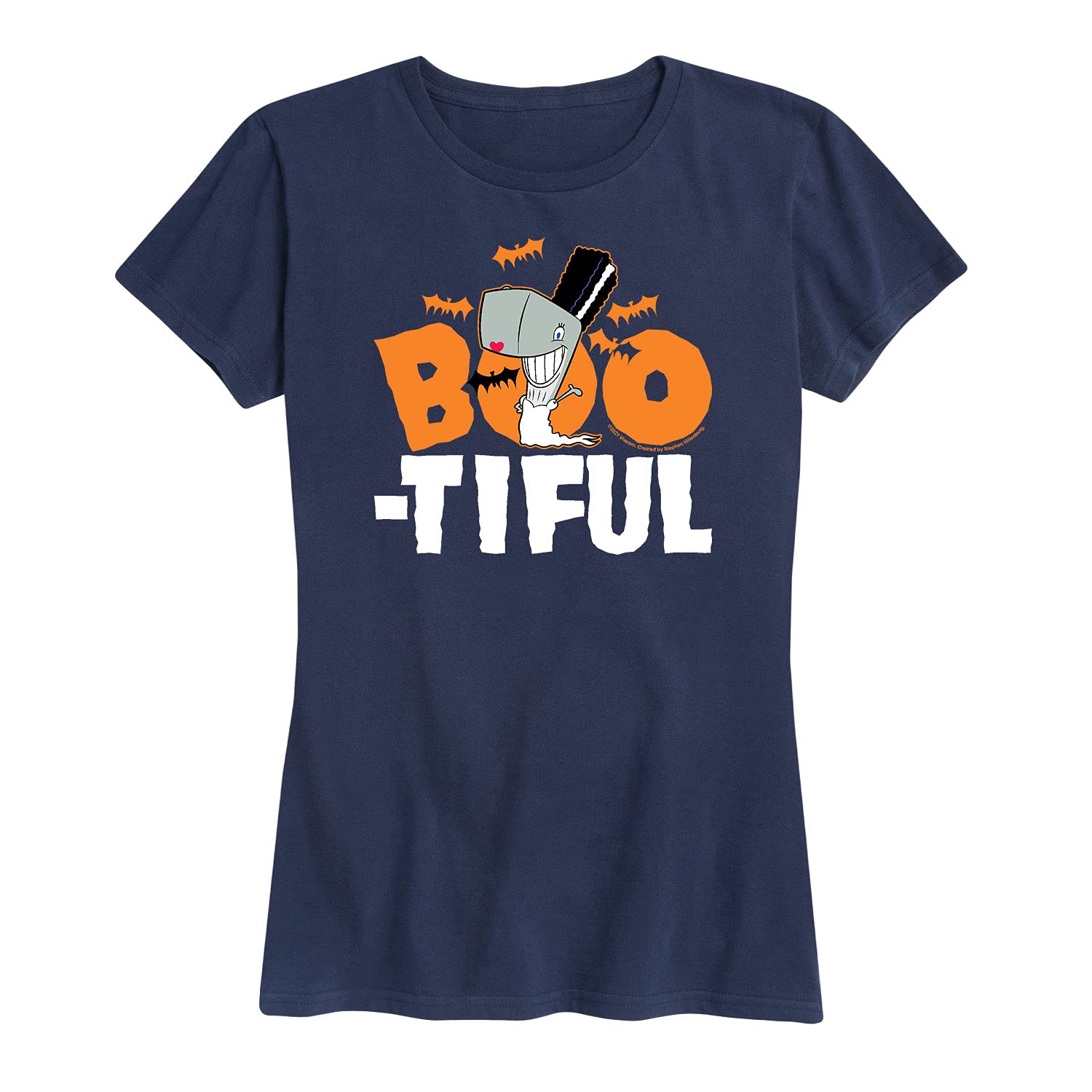 HYBRID APPAREL Women's Spongebob Squarepants Boo-Tiful Short Sleeve Graphic T-Shirt - Cute Halloween Cartoon Tee for Casual Wear & Costume Parties