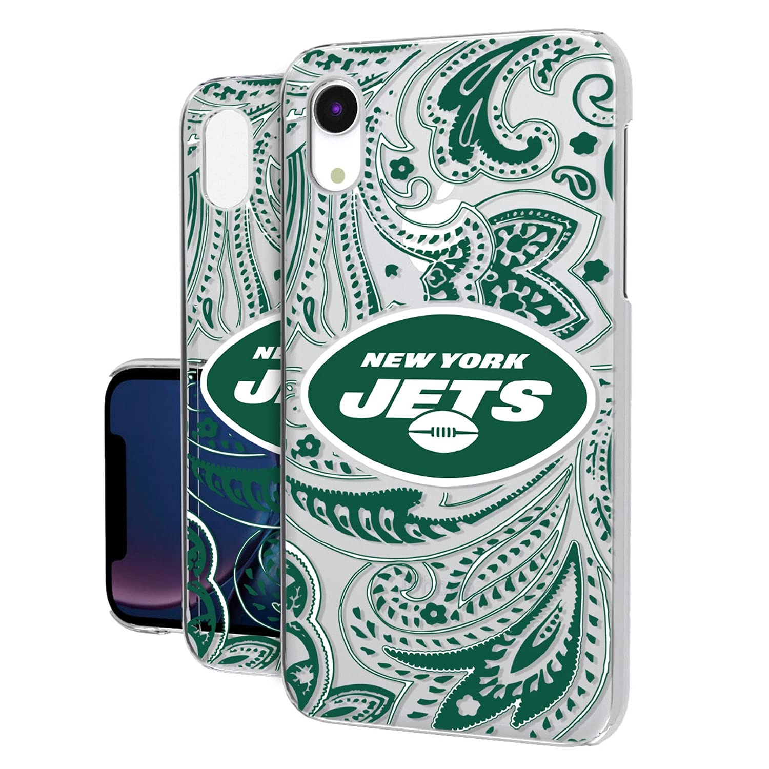 New York Jets iPhone Clear Paisley Design Case - Stylish Protective Phone Cover for Football Fans | Perfect for Game Day, School, Work & Everyday Use
