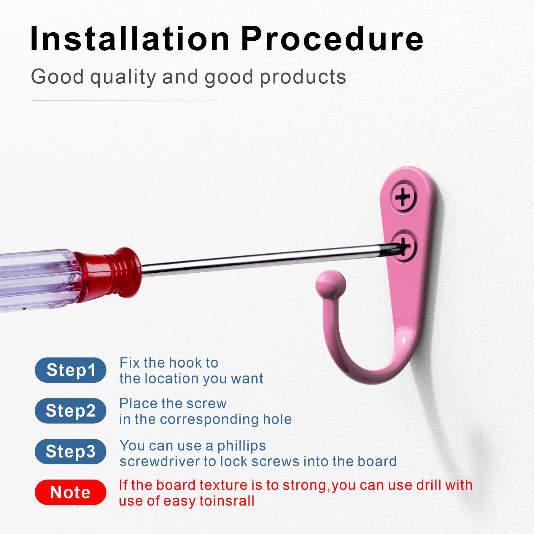 15PCS Heavy Duty Wall Hooks for Coats, Robes, Hats & Backpacks - Rustproof Metal Coat Hangers with 30 Screws (Red) - Perfect for Mudroom, Entryway, Bathroom & Closet Organization