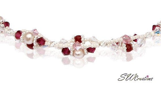 Handmade Ruby Gemstone Pearl Twist Necklace - Elegant Jewelry for Women, Gift for Her, Valentine's Day, Anniversary, Wedding, Party & Special Occasions