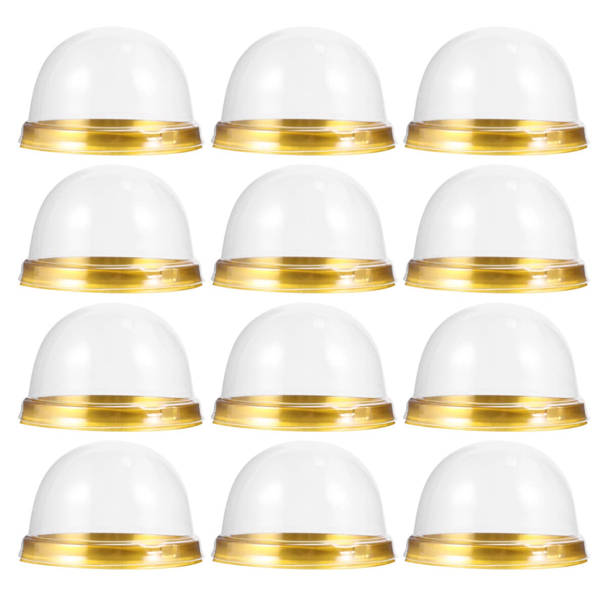 100Pcs Round Plastic Egg Yolk Crisp Packing Box with Golden Tray - Dome Cupcake Containers for Baking, Dessert Display & Individual Serving - Perfect for Party Favors, Wedding Desserts & Bakery Packaging