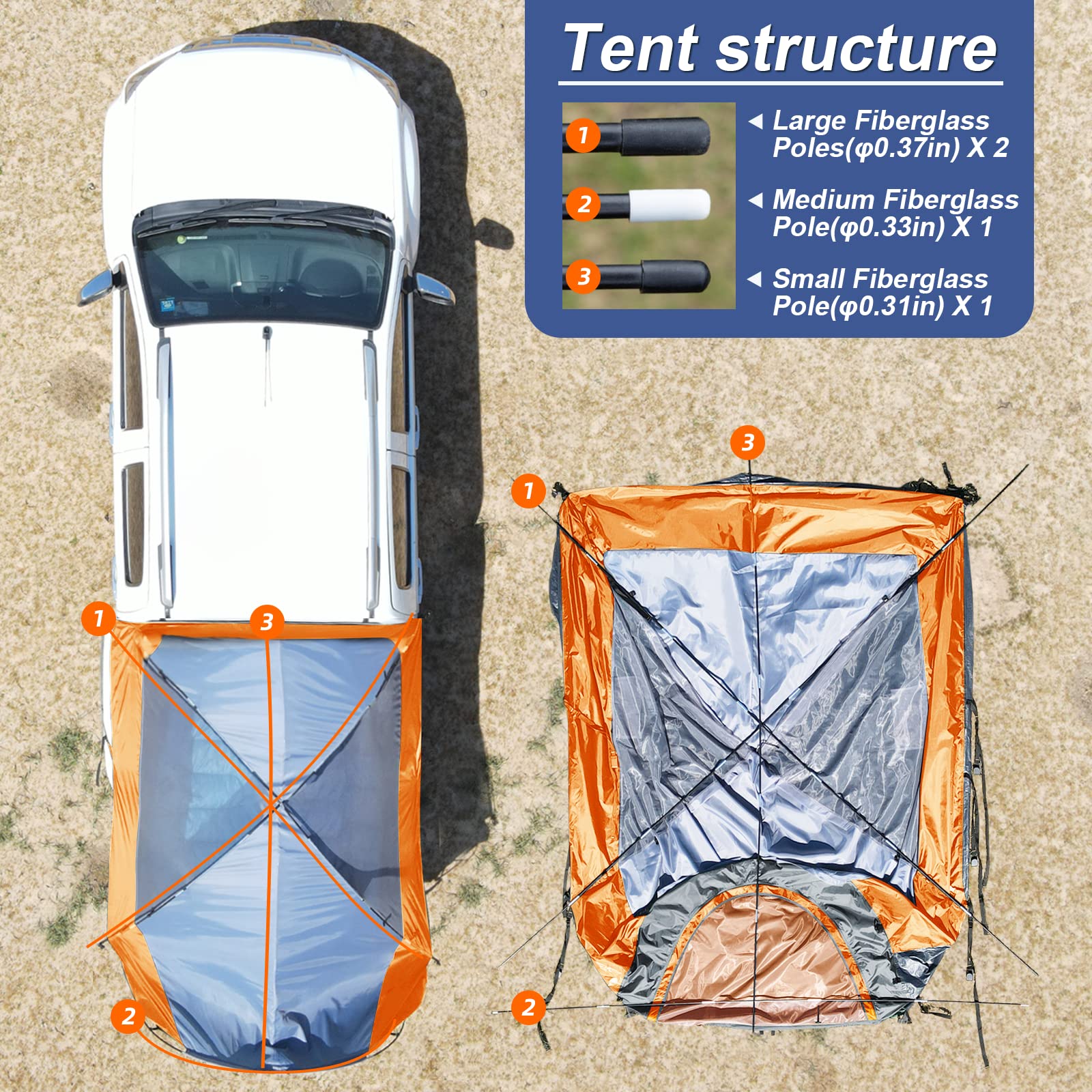 Forceatt Waterproof Truck Bed Tent for 5’-6.5’ Pickup Trucks - PU2000mm Rainproof Camping Shelter, Easy Setup 2-Person Portable Tent for Outdoor Adventures, Camping, Hiking & Fishing | Perfect for Road Trips, Tailgating & Backcountry Exploration