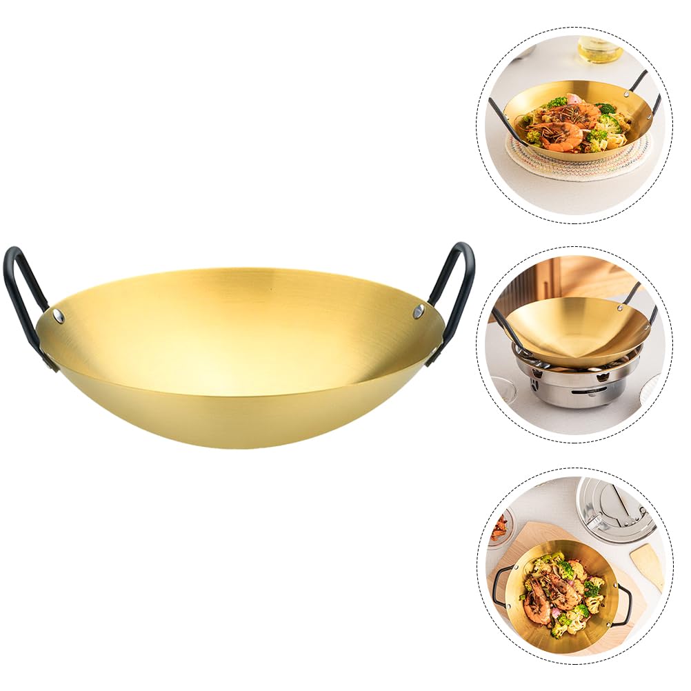 Stainless Steel Double Handle Frying Pot - Cabilock Durable Cooking Utensil for Kitchen & Outdoor Use - Versatile Ramen & Hot Pot Cookware for Home, Camping & Restaurant - Perfect for Boiling, Frying & Stewing