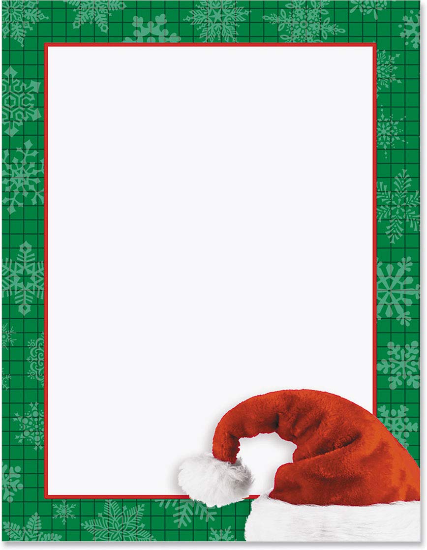 Premium Snowflake Checkered Christmas Holiday Stationery - Elegant Winter Theme Border Paper & Letterhead (8.5 x 11, 25 Sheets) for Festive Greetings, Office Correspondence & Seasonal Craft Projects