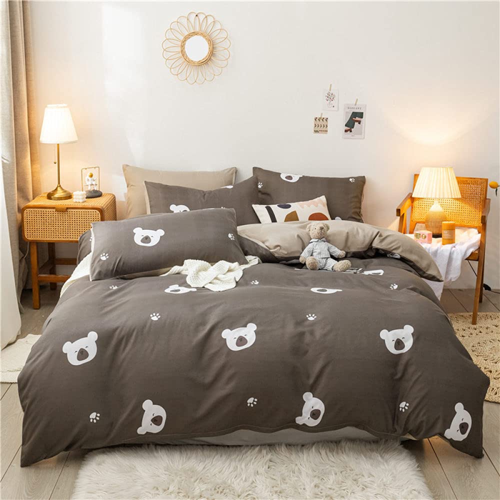 **Luxury Bear Cartoon Comforter Set King Size - Modern Animal Print Duvet Cover, Gray Bedding Set for Single, Twin, Double, Queen & King - Soft Home Textile for Cozy Bedroom Decor**    *(Perfect for Kids' Rooms, Guest Bedrooms, or Stylish Home Makeovers!)*