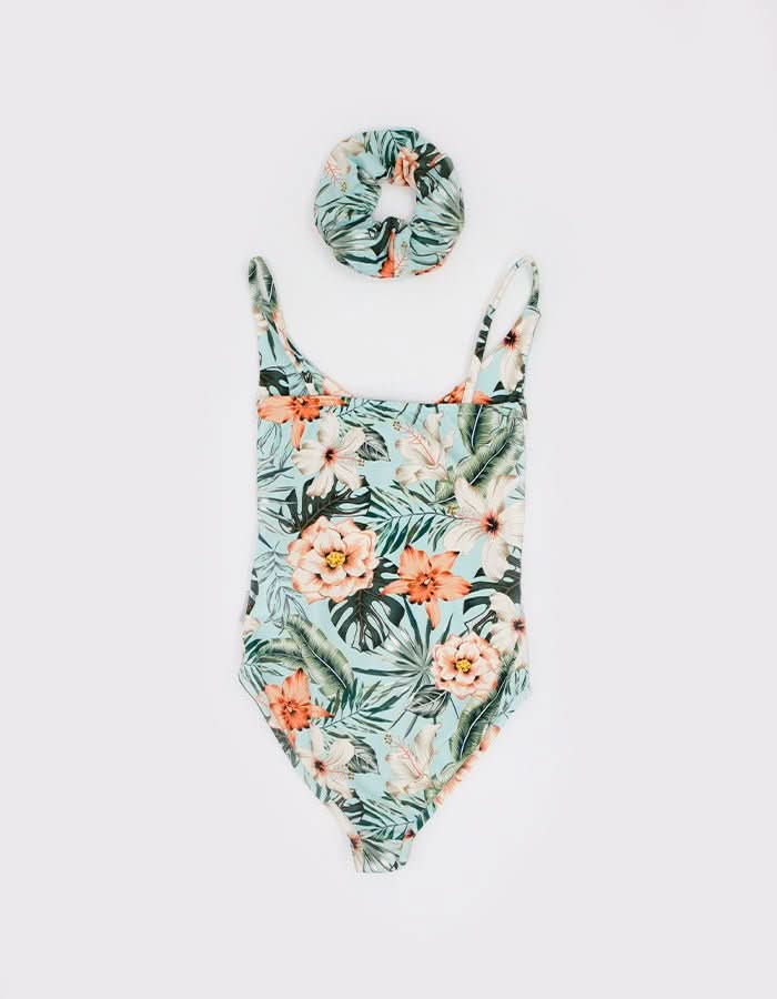Girls Swimsuit and Hair Clip Set - Cute Bathing Suit for Teens with Matching Hair Accessories - Perfect for Beach, Pool, and Summer Vacations