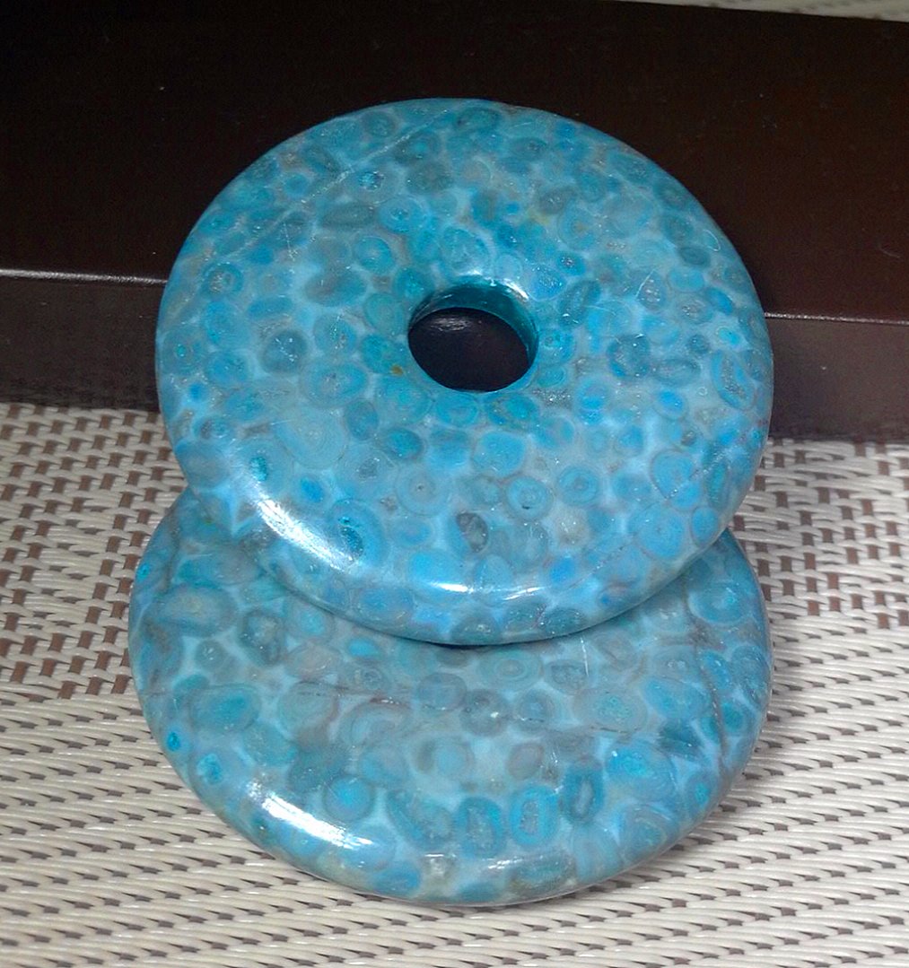 50mm Natural White Turquoise Donut Pendant Bead - DIY Jewelry Making Supplies for Necklaces, Bracelets & Craft Projects - 1 Piece 2