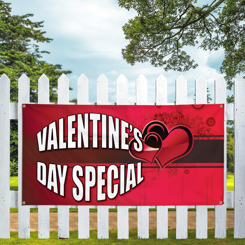 Custom Vinyl Banner - Valentine's Day Special (60x144 Inches) | Weatherproof Outdoor Yard Sign with 10 Grommets | Perfect for Holidays, Events & Commercial Use | Great for Parties, Weddings & Store Promotions