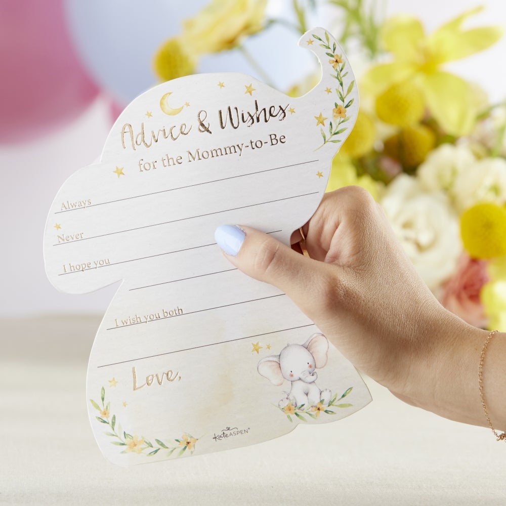 50-Pack Elephant Baby Shower Advice Cards & Fun Baby Shower Games - Perfect for Gender Reveal Parties & New Mom Celebrations