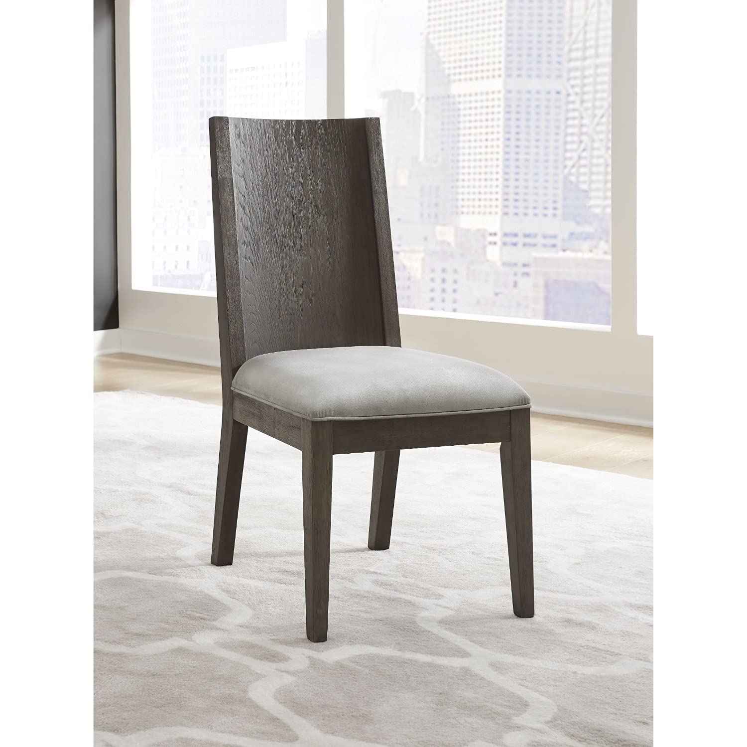 Modus Furniture Modern Dining Chairs Set of 2 - Thunder Grey Upholstered Side Chairs for Kitchen, Dining Room & Office