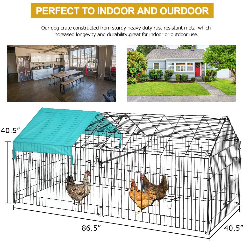BMS Chicken Cage Pens - Heavy Duty Rabbit Run Cage, Chicken Coop Enclosure & Pet Playpen for Exercise - Black | Ideal for Backyard Poultry, Rabbit Housing & Small Animal Play Area