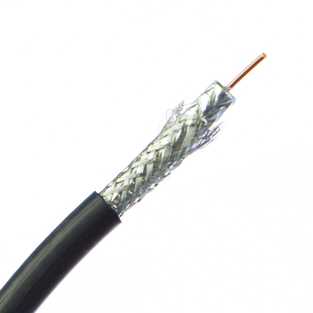 Bulk RG6U Coaxial Cable - 18 AWG Pure Copper Solid Core, 3GHz, 1000ft, Black (Ideal for CCTV, Satellite TV & Internet Installations)