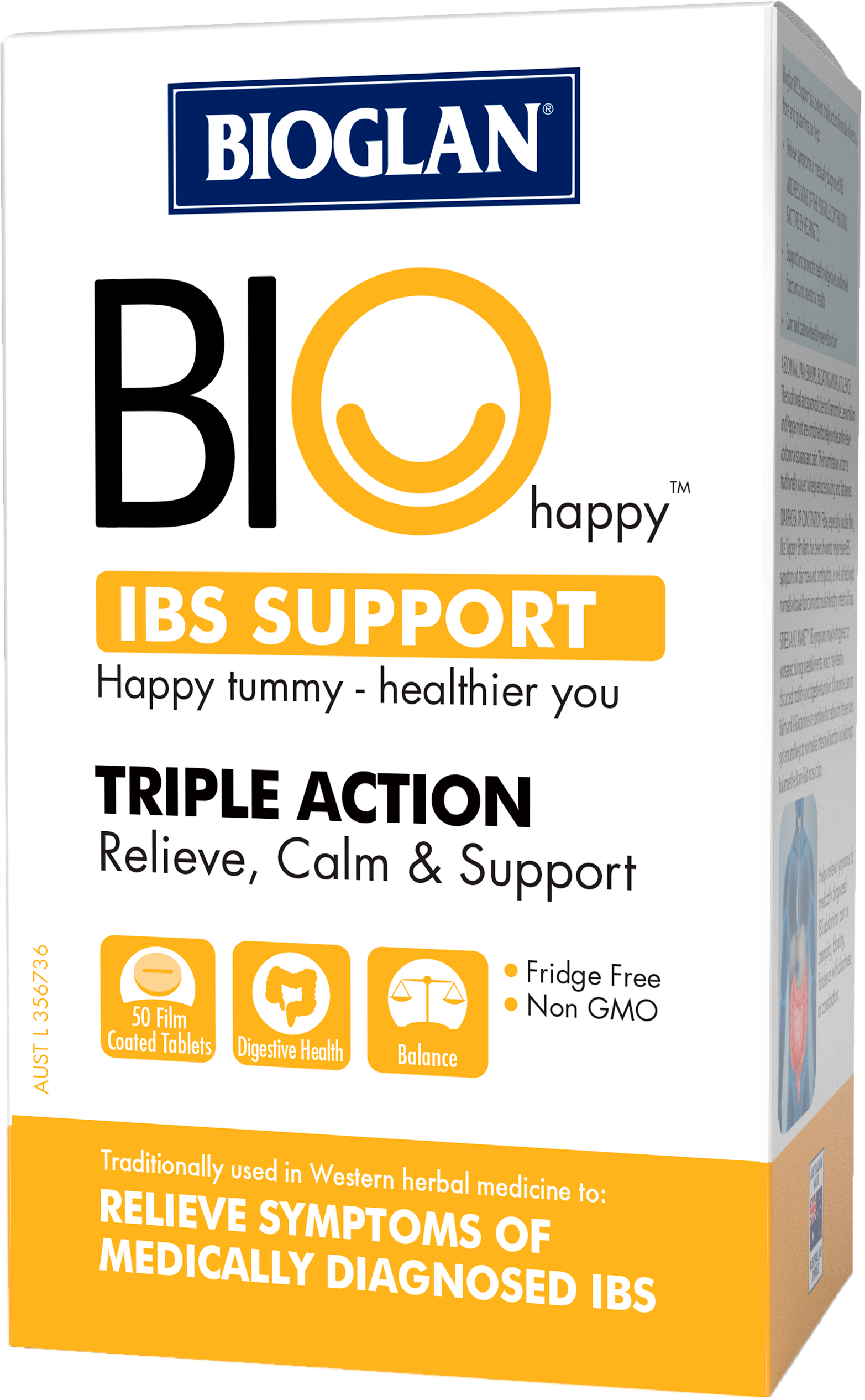 Bioglan Bio Happy IBS Support Supplement - Natural Digestive Relief for Irritable Bowel Syndrome | Supports Gut Health & Comfort - Ideal for Travel, Work & Daily Wellness