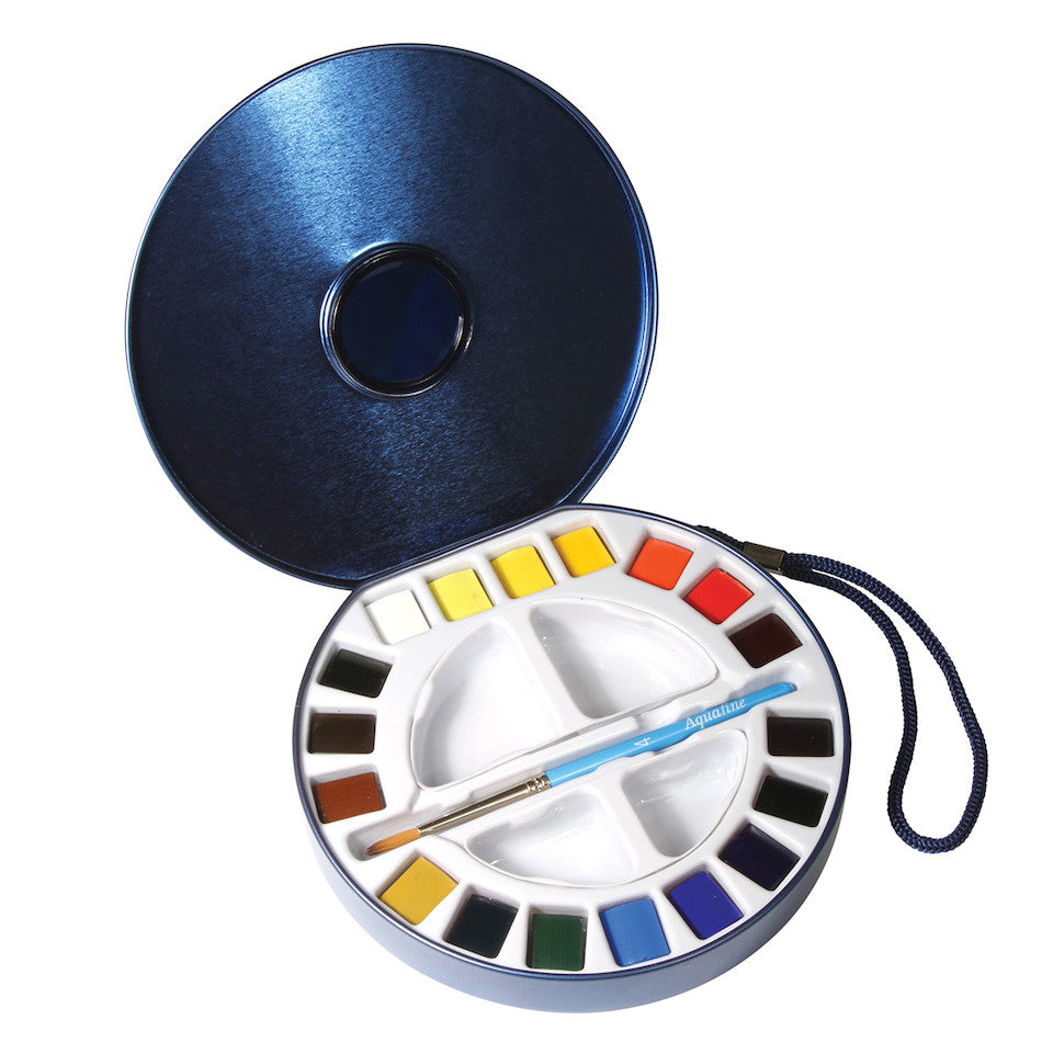 Daler Rowney Aquafine Watercolor Paint Set - 18 Half Pan Travel Tin for Artists, Perfect for Outdoor Sketching & Plein Air Painting