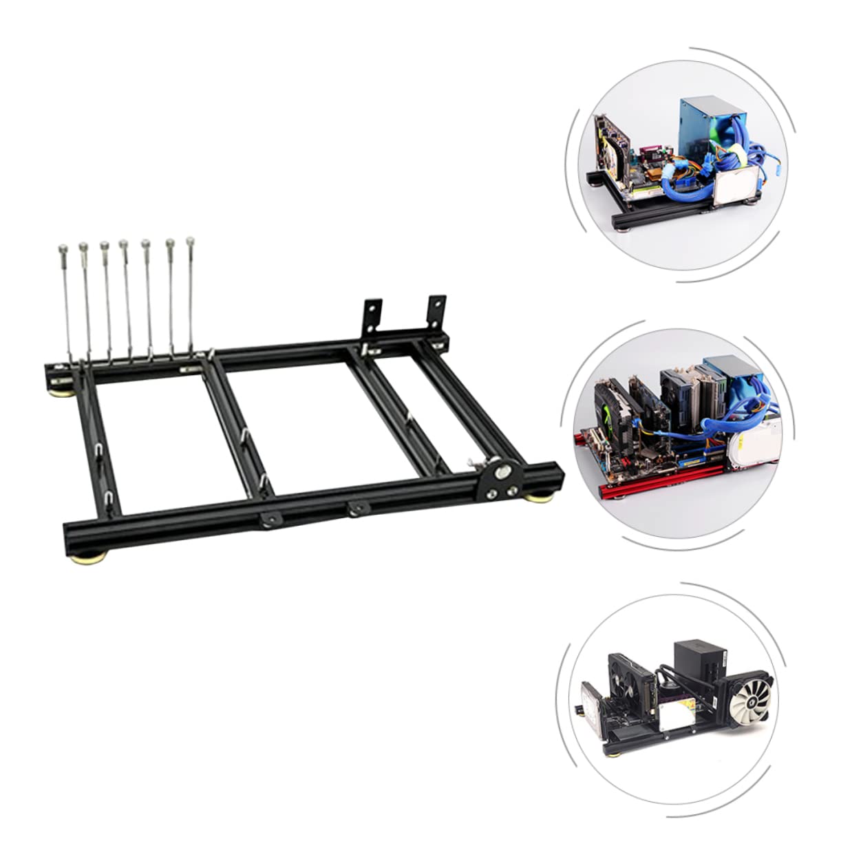 Hemobllo DIY Open Air Motherboard Case - ATX Computer Chassis with GPU Bracket for PC Builds, Mining Rigs & Gaming Setups - Perfect for Custom PC, Cryptocurrency Mining, and Tech Enthusiasts