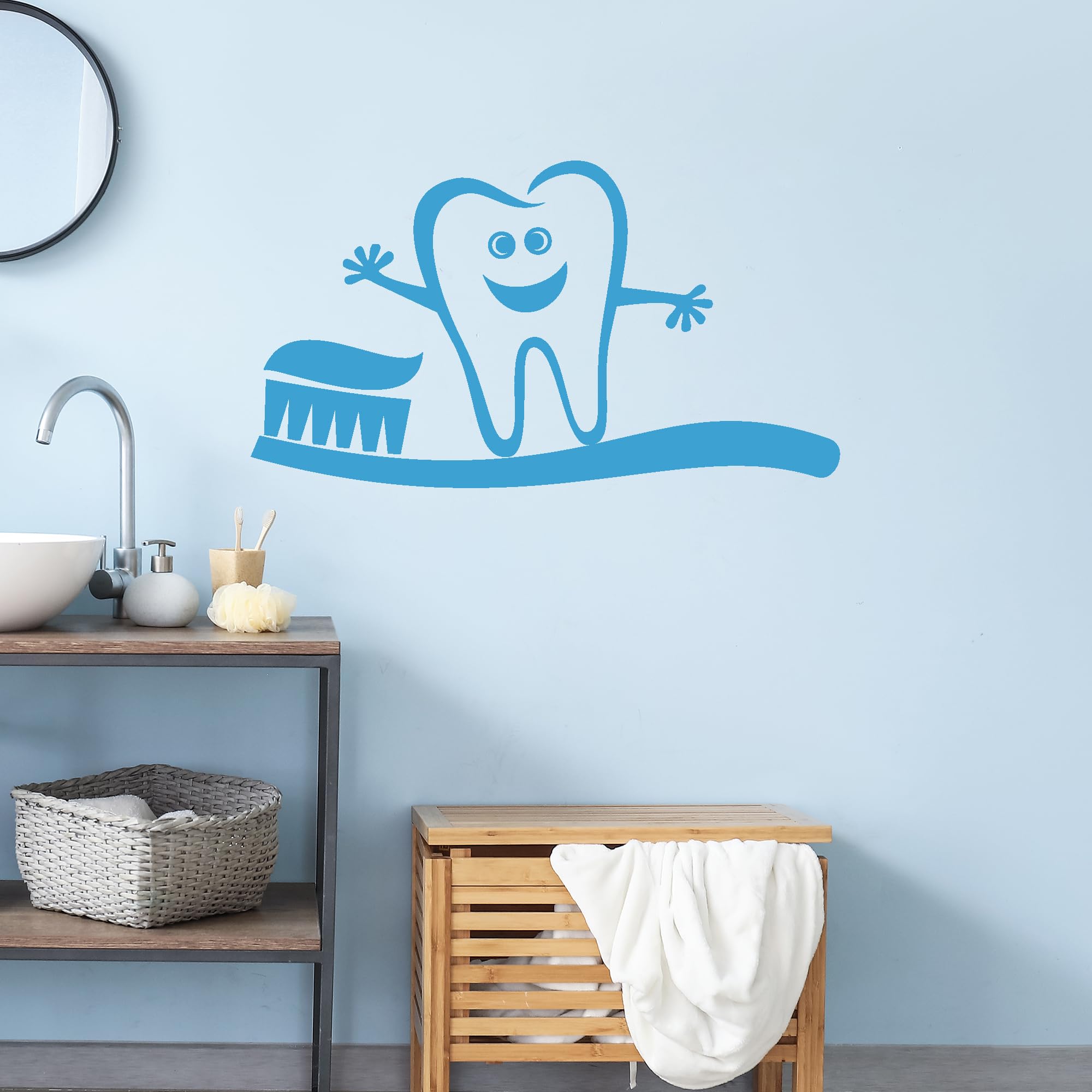 Dental Clinic Vinyl Wall Decal - Kids Teeth Care Stickers, Large Dental Office Decor Mural (G5904) Black - Perfect for Pediatric Dentist Offices & Children's Dental Care Centers