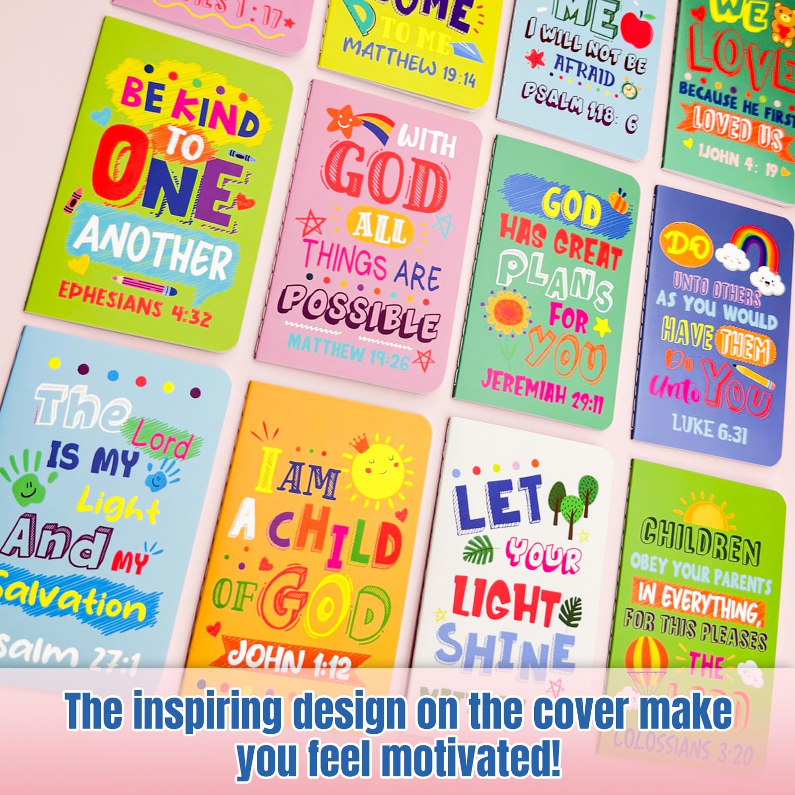 24-Piece Bible Verse Notepads - Mini Religious Pocket Notebooks with Inspirational Christian Quotes, Motivational Journals for Kids, Teachers & Bible Study - Perfect for School, Travel & Church Gifts (Colorful Bible Design)