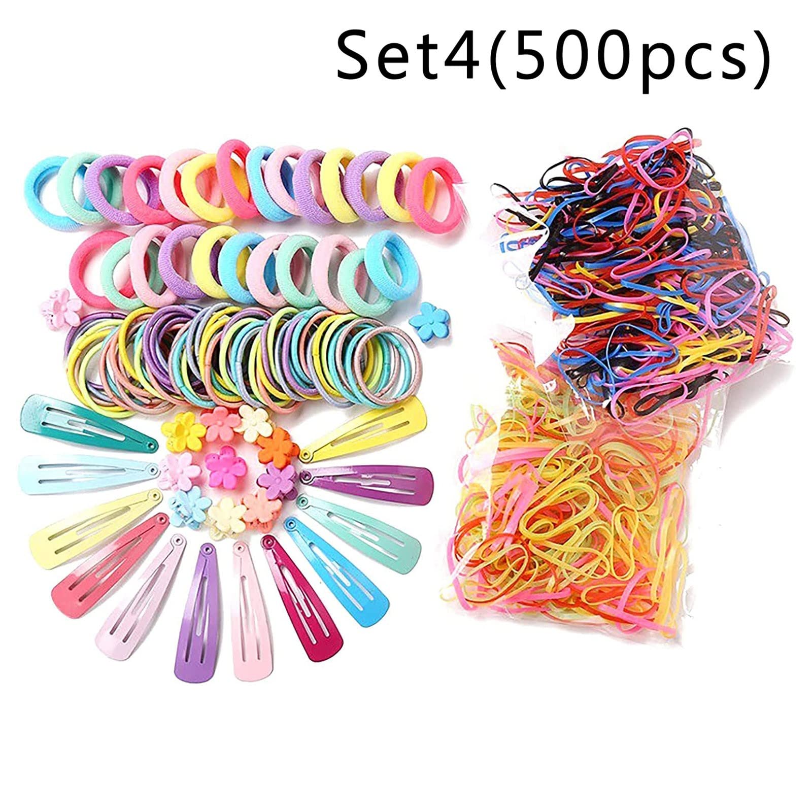 130/240/500/780 Pcs Girls Hair Accessories Set - Cute Candy Color Hair Ties, Bands & Pins for Styling | Perfect for School, Parties & Everyday Use