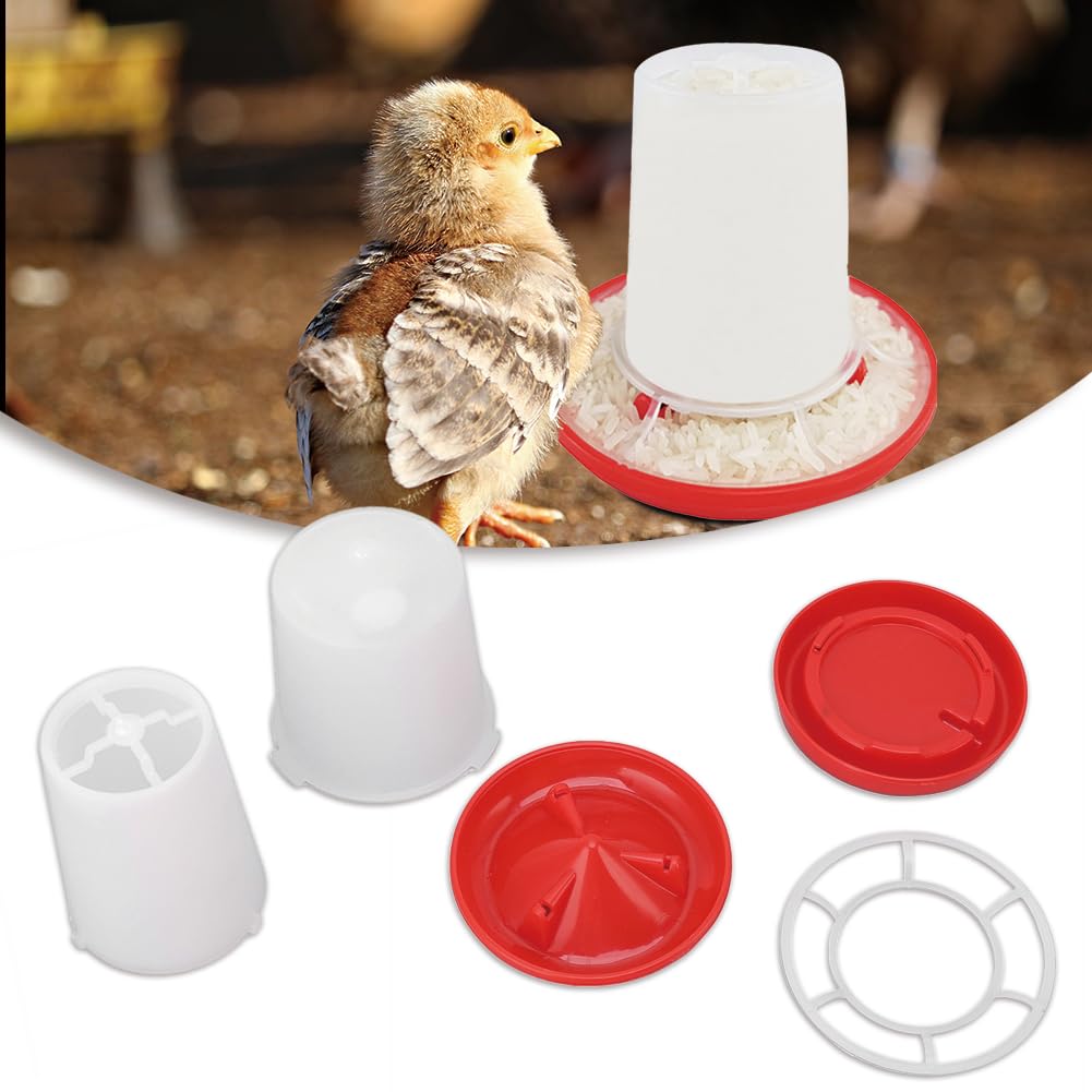 Chick Feeder and Waterer Kit - Plastic Hanging Poultry Feeder Set with Twist Lock Base for Free Range Chickens, Ducks, Quails & Hens | Outdoor Farm Coop Supplies for Baby Poultry Care | Perfect for Backyard Chicken Coops, Small Farms & Homesteading