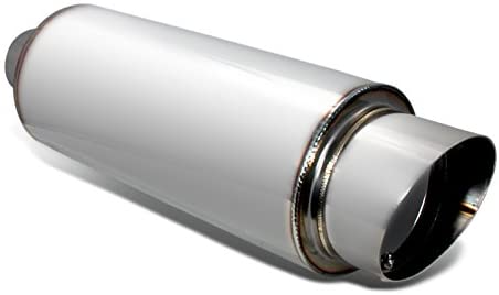 4 Inch Flat Stainless Steel Muffler with Silencer - No Burnt Tip - High Performance Exhaust Upgrade for Trucks & Muscle Cars