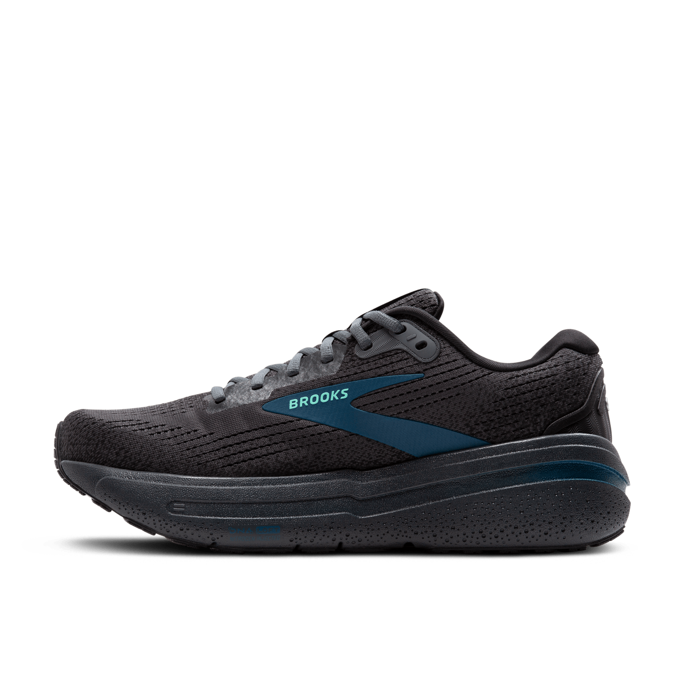 Brooks Ghost Max 2 (2E Width) Running Shoes for Men - Ebony/Blue Sapphire - Cushioned Support for Long Distance Running & Marathon Training