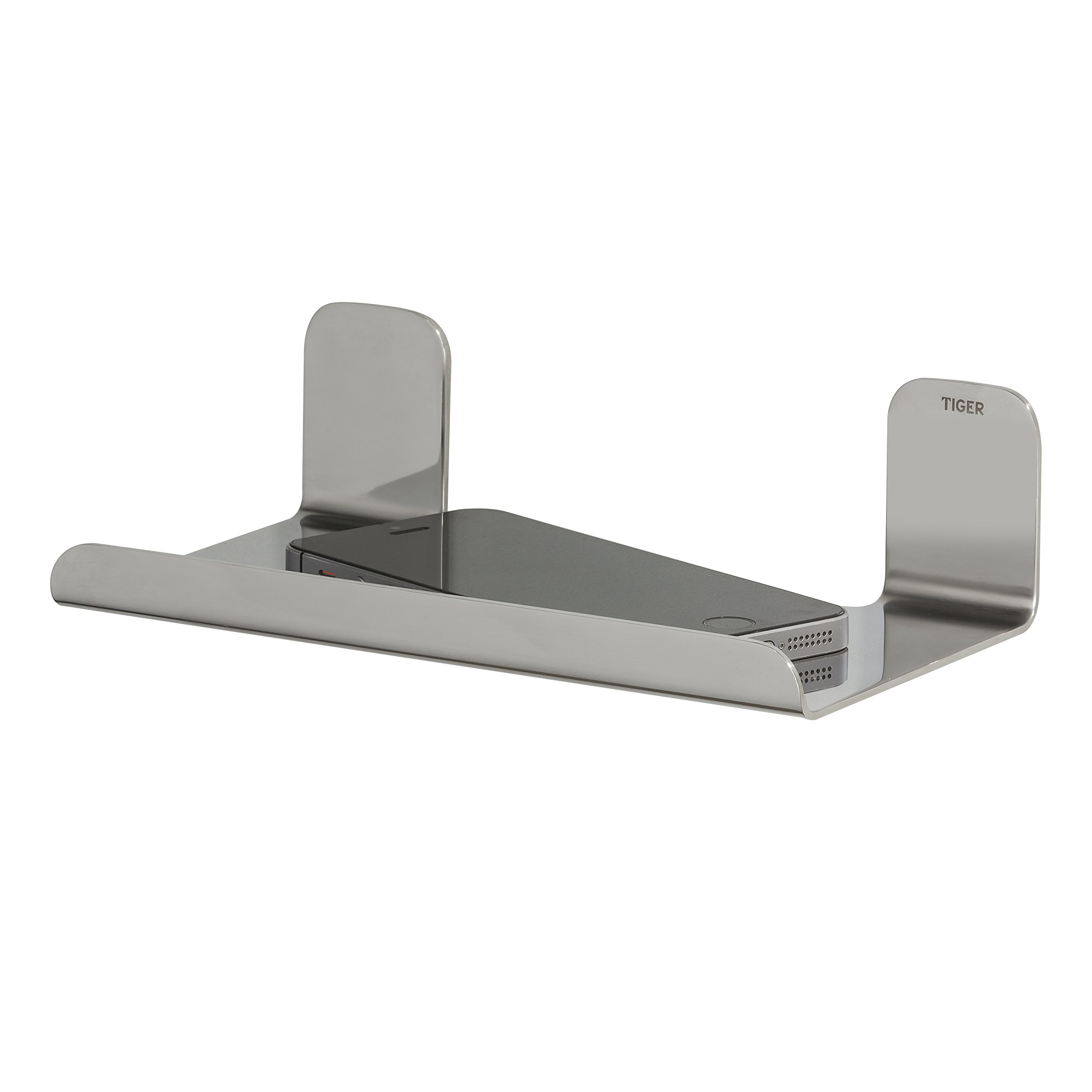 Stainless Steel Corner Shelf for Wall Mounting - 5 x 16.5 x 10.1 cm Polished Metal Shelf - Perfect for Bathroom, Kitchen & Small Space Organization