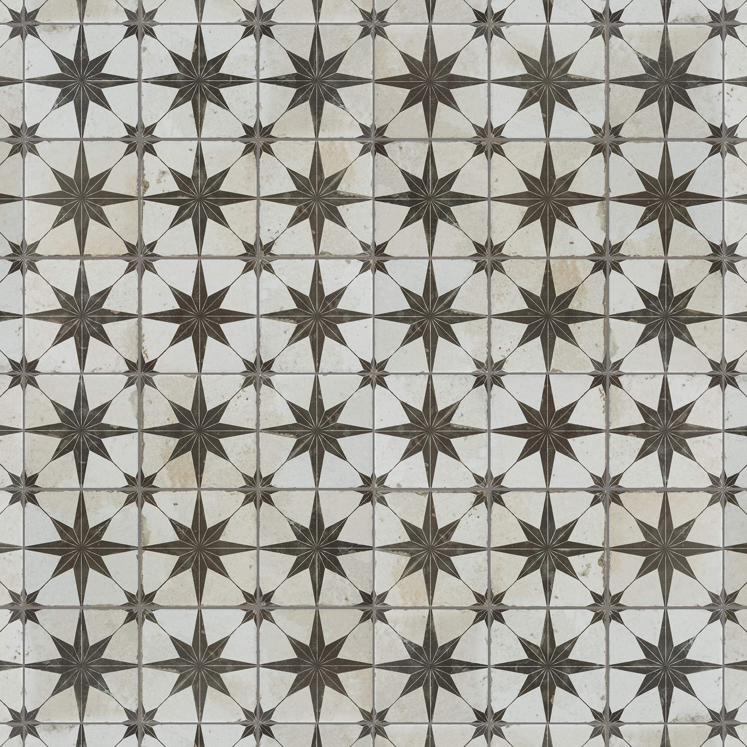 Merola Tile Harmonia Kings Star Nero 13x13 Inch Ceramic Floor & Wall Tile - Perfect for Kitchen Backsplash, Bathroom & Living Room Decor