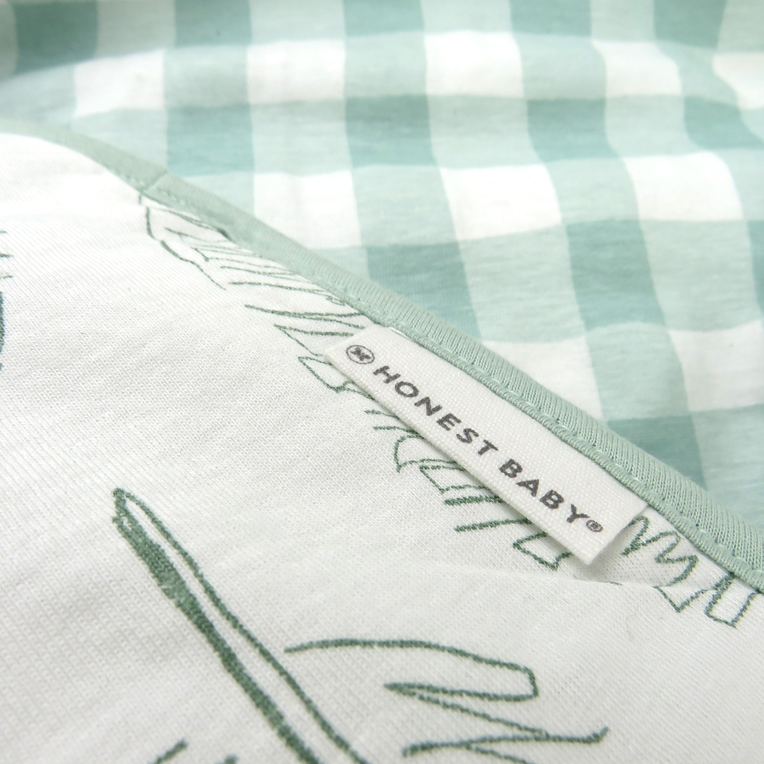 HonestBaby Quilted Baby Blankets - Reversible Organic Cotton Blanket for Infant Boys & Girls | Unisex Jumbo Leag Sage | Soft Nursery Blanket for Crib, Stroller, Swaddle & Baby Shower Gift | One Size