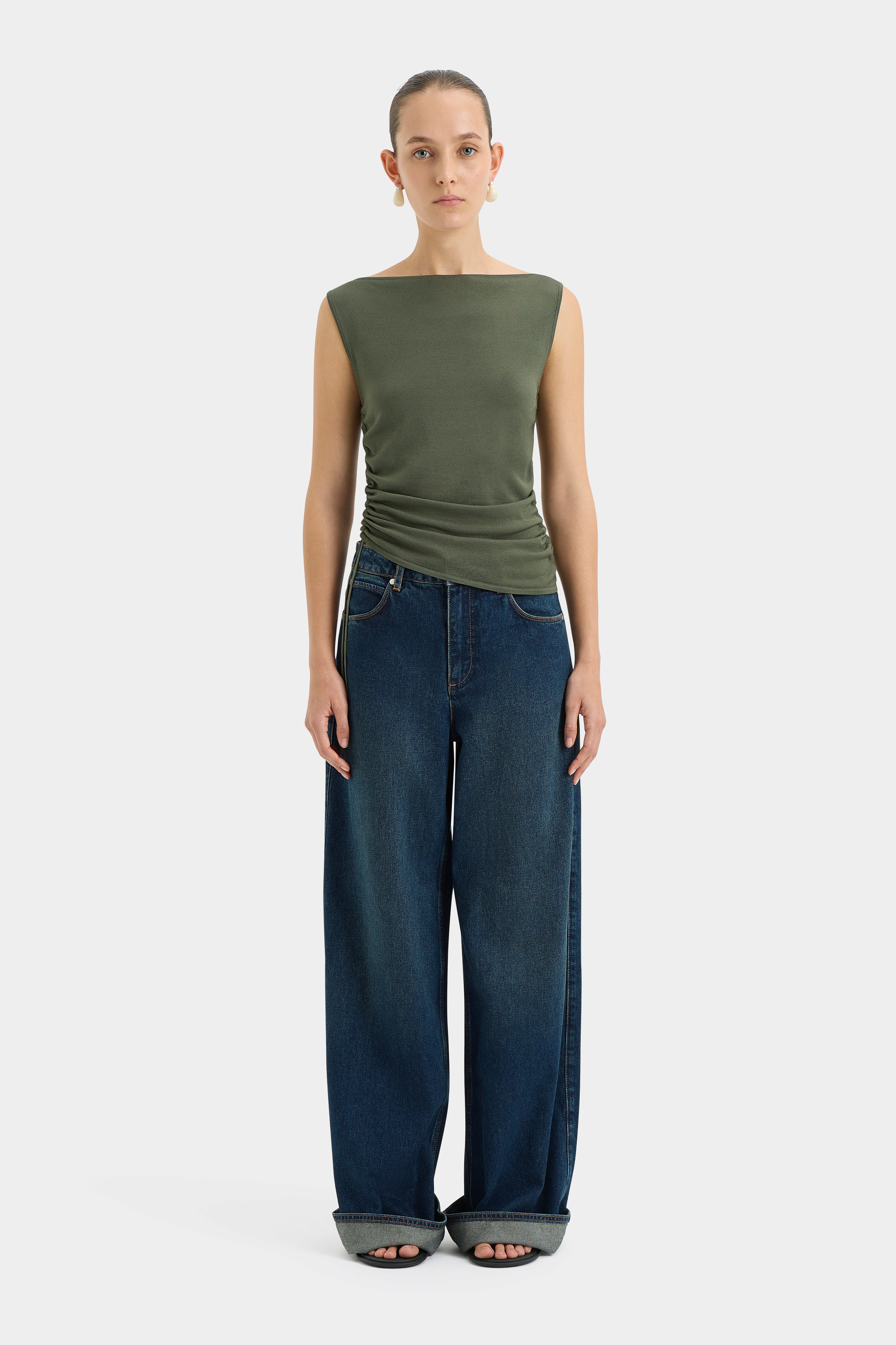 Yolanda Ruched Tank Top for Women - Stretchy Sleeveless Blouse, Casual Summer T-Shirt - Perfect for Beach, Party, and Everyday Wear