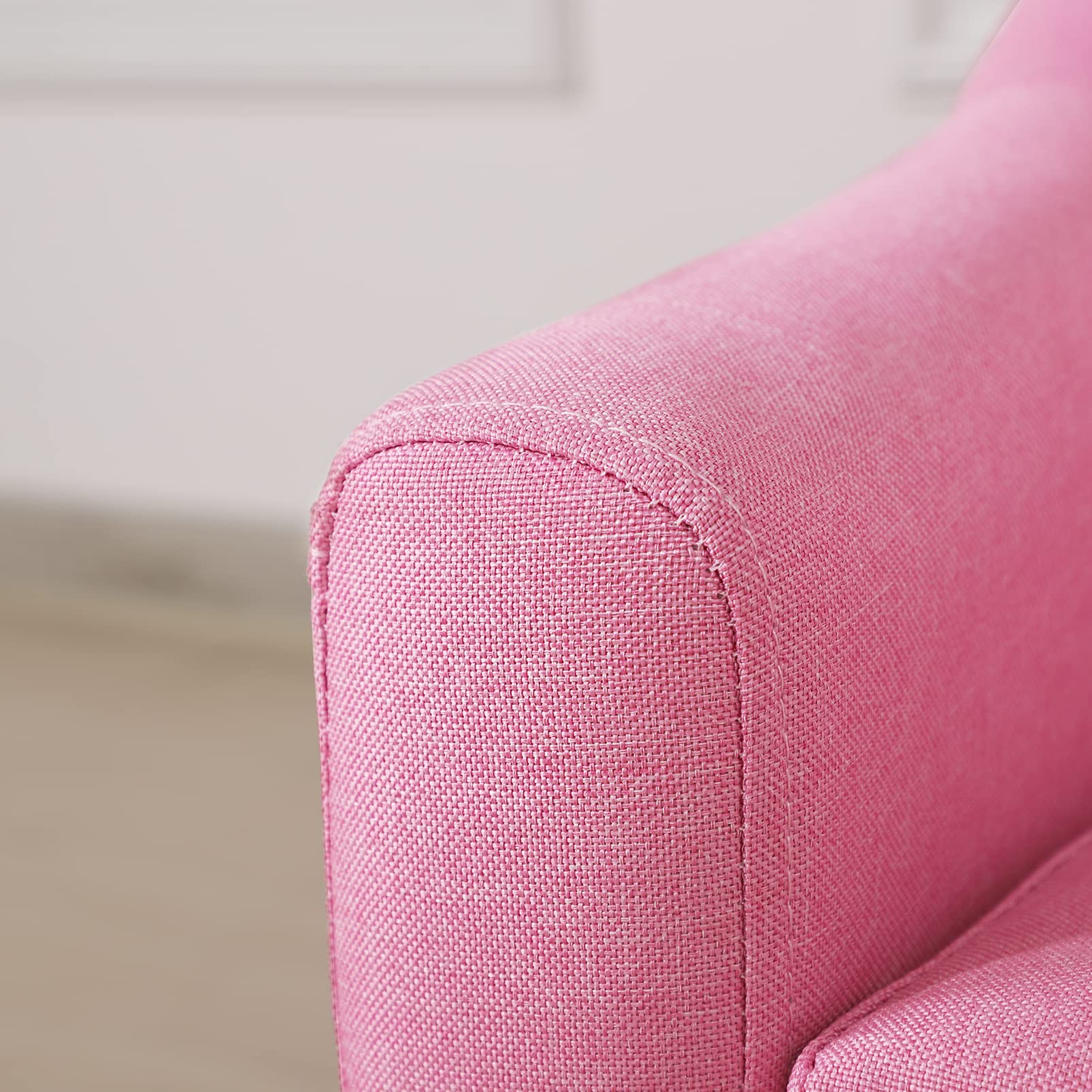 **Gifun Kids Sofa Chair - 30 Inch Pink 2-Seater Upholstered Couch with Linen Fabric & Wooden Frame for Boys & Girls - Perfect for Playroom, Nursery, or Bedroom**