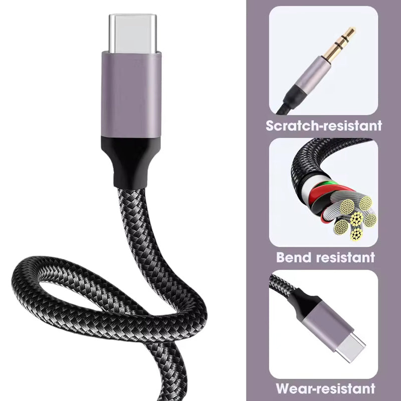 Kuulaa USB C to 3.5mm Aux Audio Cable (0.5m/1.6ft) - Compatible with iPhone 15, Samsung Galaxy, iPad & More - Perfect for Car, Home Stereo & Headphone Adapter