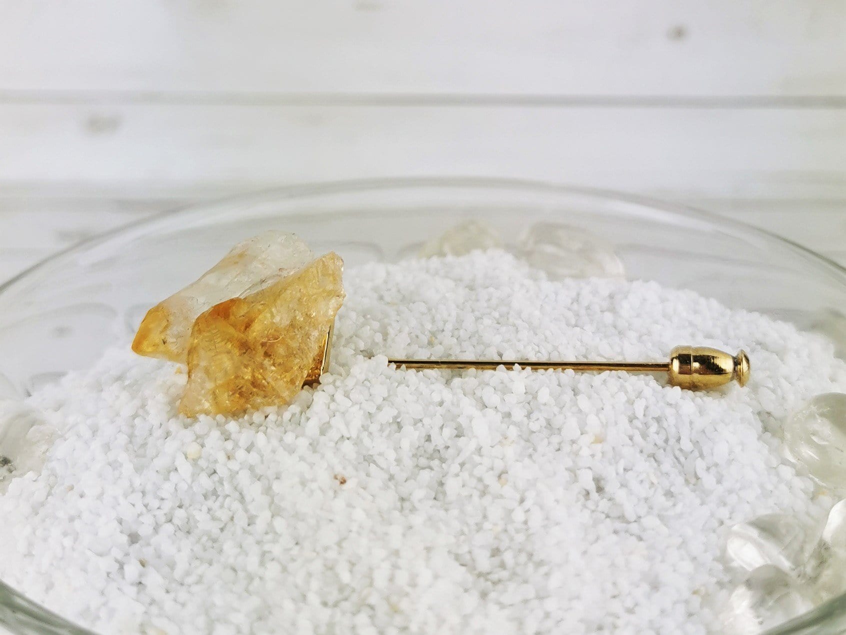 Natural Citrine Boutonniere Pin - Handcrafted Gemstone Flower Lapel Brooch for Weddings, Prom & Formal Events
