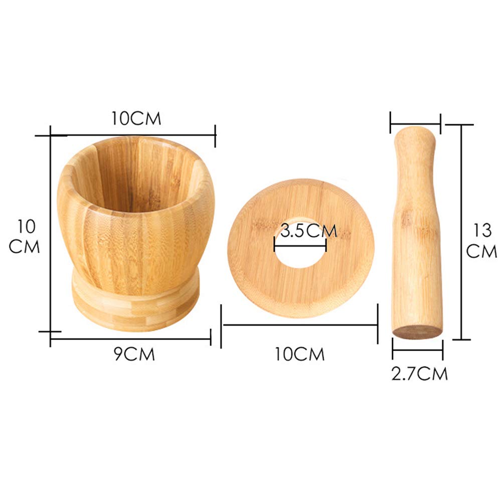 Premium Bamboo Mortar and Pestle Set with Lid - Natural Spice Grinder & Herb Mixing Bowl - Durable Kitchen Cooking Tools for Grinding Herbs, Spices, and Pesto - Perfect for Home Chefs and Ayurvedic Remedies