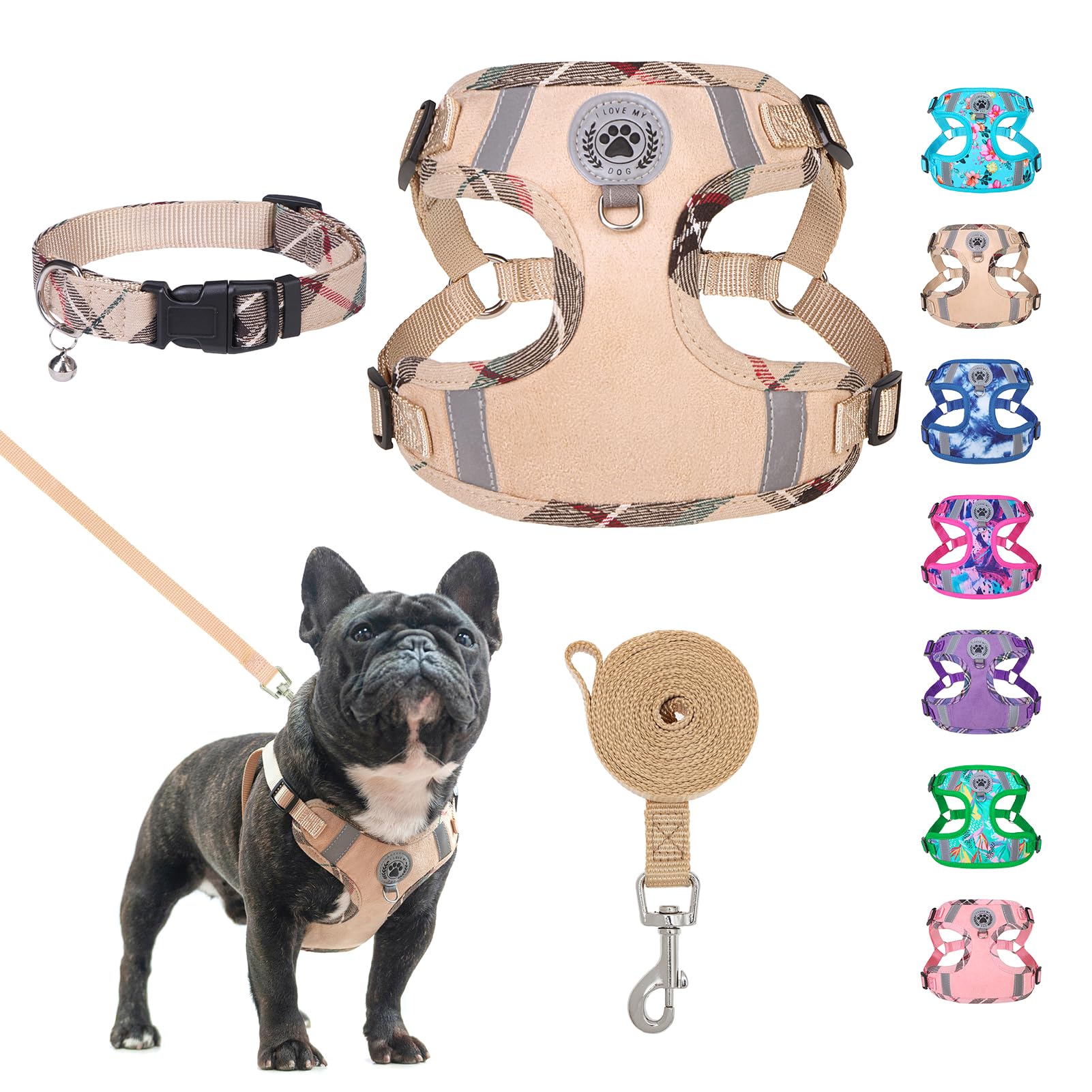 BEAUTYZOO No Pull Step-in Dog Harness with Leash Set - Adjustable Soft Mesh Reflective Vest for Small, Medium & Large Dogs - Comfortable Padded Design for French Bulldogs, Puppies & All Breeds - Perfect for Walking, Training & Outdoor Adventures