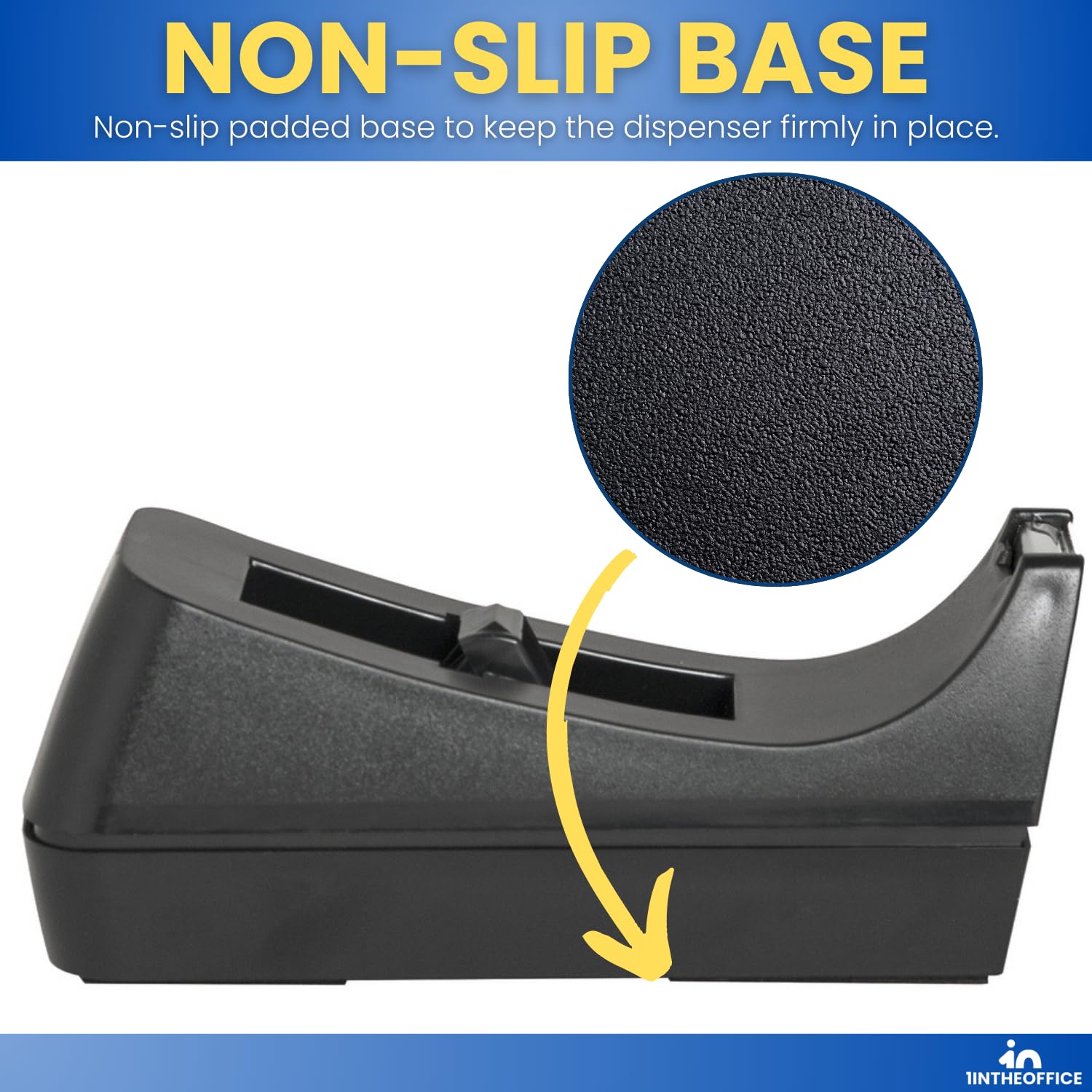 1InTheOffice Black Tape Dispenser 4 Pack - Heavy Duty Desktop Tape Dispenser for Office, School, Home & Crafting | Organize & Secure Documents, Wrapping Gifts & DIY Projects