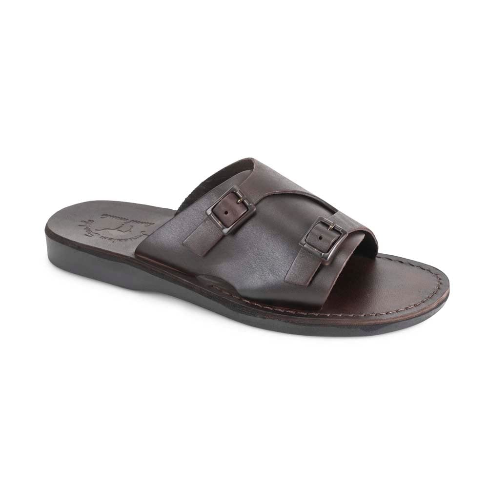 Men's Leather Slide Sandals - Comfortable & Stylish Casual Footwear for Summer, Beach, and Poolside Wear