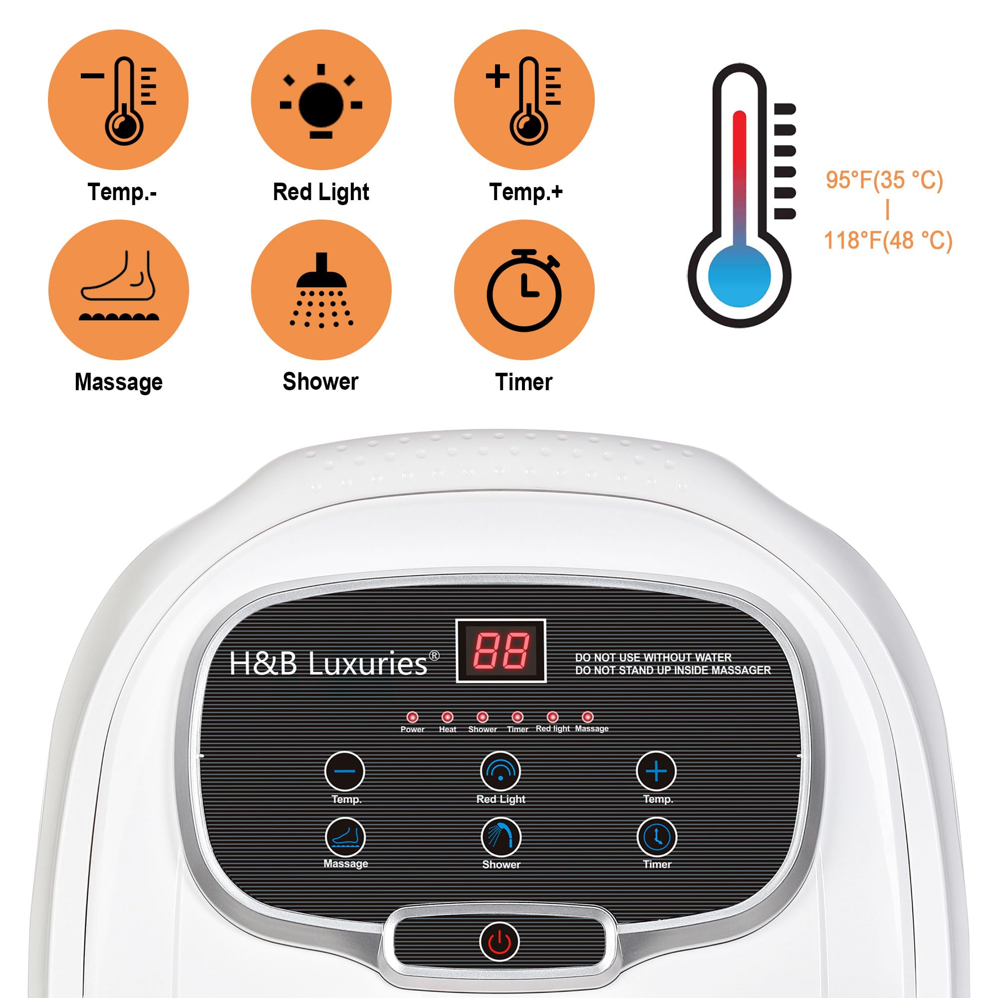 H&B Luxuries Electric Foot Spa Massager with Heat - Motorized Rollers, Adjustable Temperature & Timer, LED Display - Perfect for Relaxation & Stress Relief - Ideal Gift for Women, Men, Mothers, Fathers (Pink) - Use at Home for Self-Care, Post-Workout Recovery & Spa Nights