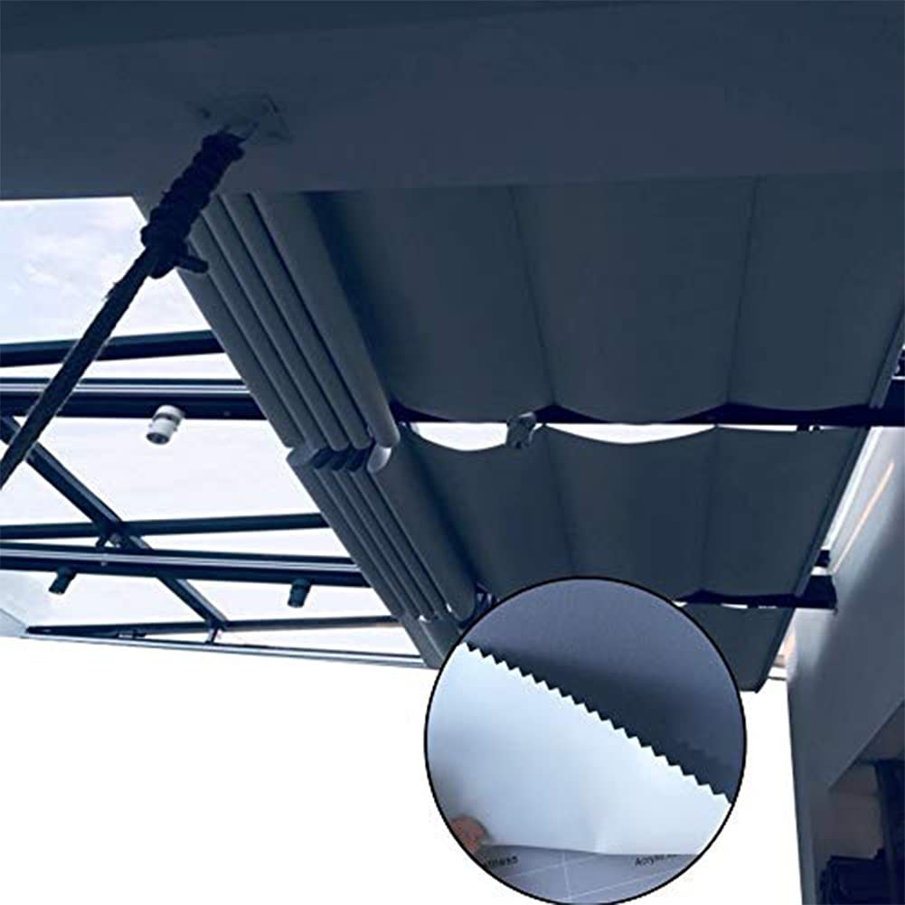 MAHFEI Retractable Pergola Canopy with Wave Roof - Manual Curtain Sunshade for Courtyard, Deck, Gazebo & Garden | Outdoor Furniture Cover & Skylight Shade Solution for Patio & Backyard Relaxation