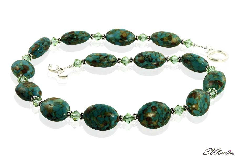 Handmade Mosaic Turquoise Crystal Beaded Necklace for Women | Bohemian Chic Jewelry | Perfect for Festivals, Weddings & Everyday Wear