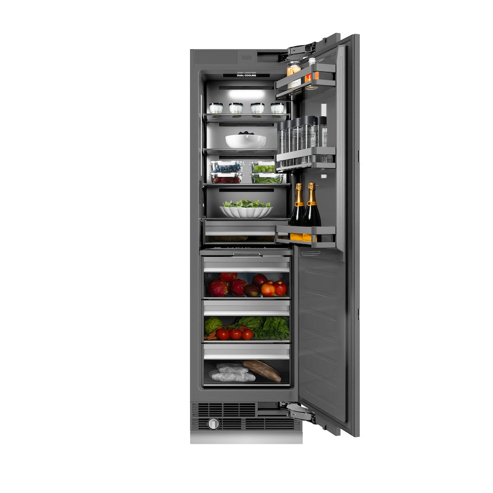 ZLINE Autograph Edition 24 Inch Panel Ready Column Refrigerator - 12.5 cu ft Capacity, Graphite Gray Interior with Polished Gold Accents (RBCRVZ 24 G) | Perfect for Modern Kitchens, Open Concept Homes & Luxury Appliances Collection