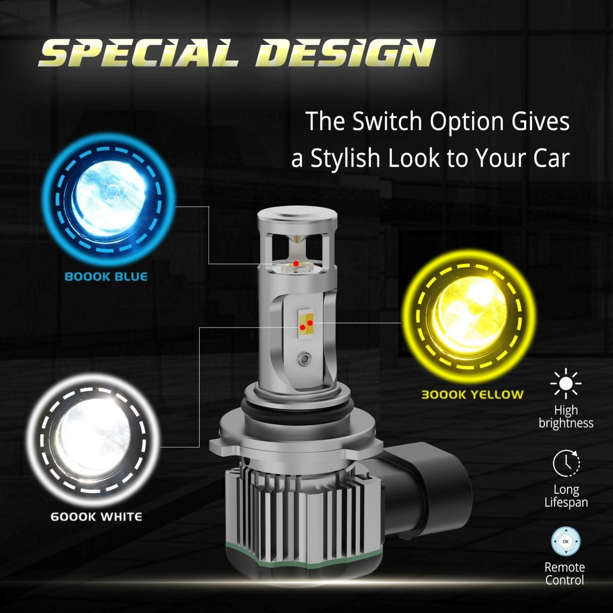P13W 12277 LED Switchback Daytime Running Lights Bulbs - White, Yellow, Blue | High Brightness for Cars, Trucks, SUVs | Easy Installation & Durable Design