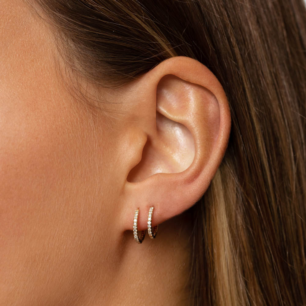10k Gold Diamond Helix Huggie Single Earring - Minimalist Cartilage Hoop for Women | Perfect for Everyday Wear & Special Occasions