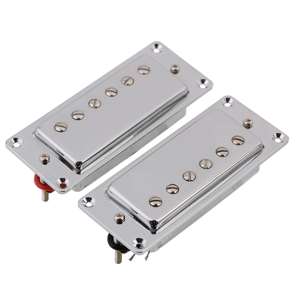 Mini Humbucker Guitar Pickup Set - Bridge & Neck Position for Les Paul LP Electric Guitar (Chrome) | Perfect for Blues, Rock & Jazz Performances