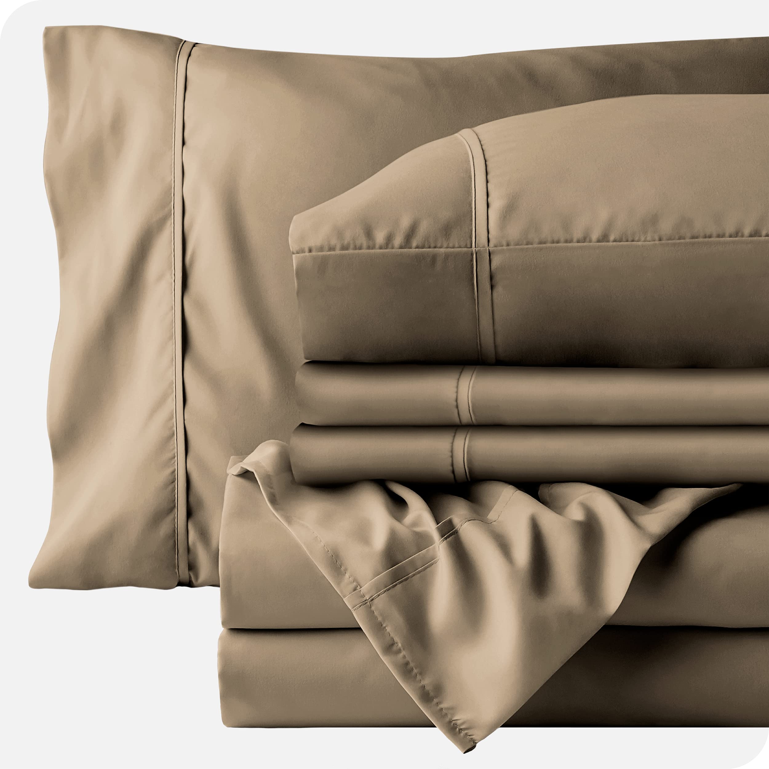 Premium 6-Piece Taupe Full Sheet Set with 18