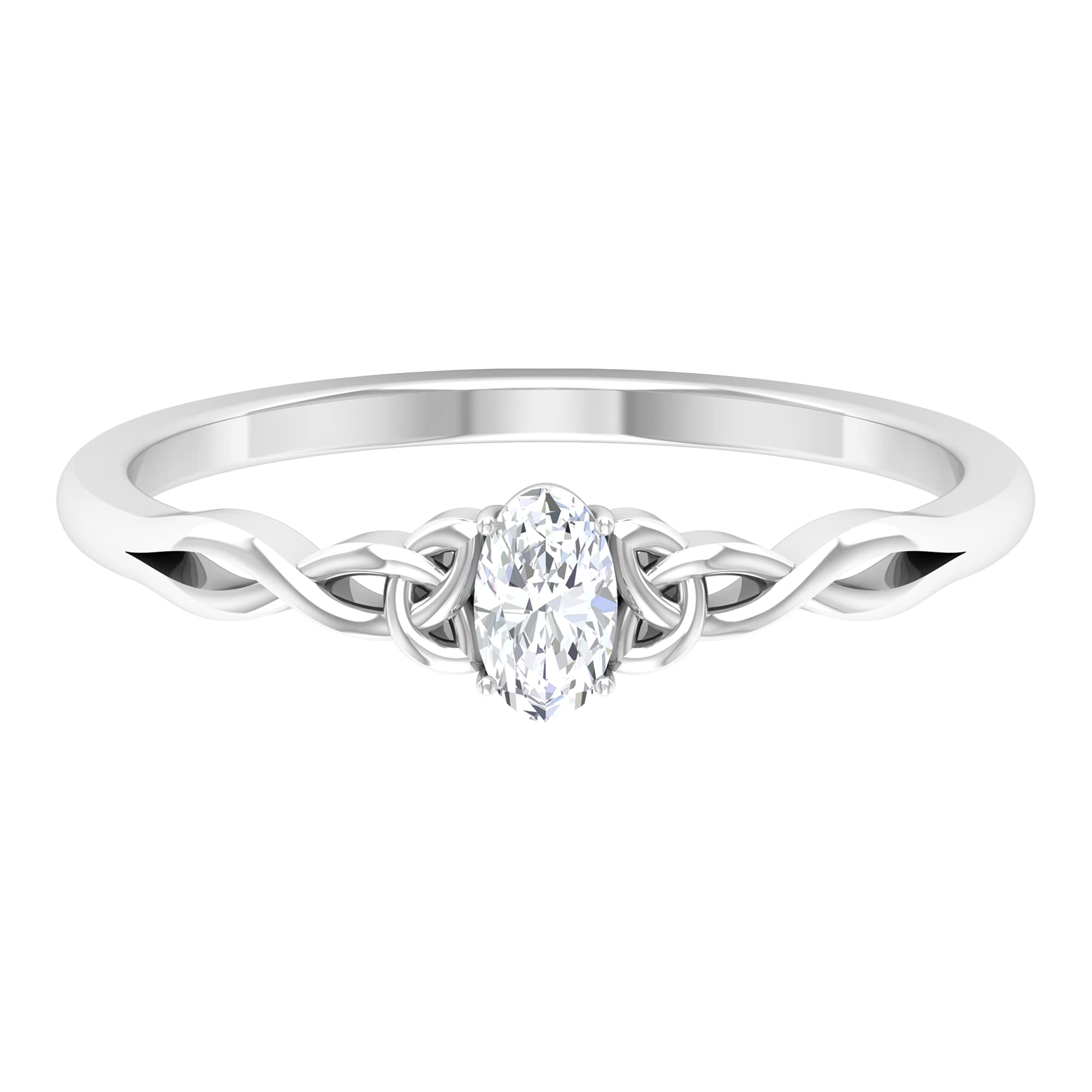 1/4 CT Oval Cut Diamond Solitaire Promise Ring for Women - 14K Solid Gold Celtic Engagement Ring with April Birthstone - Perfect for Anniversaries, Proposals & Special Occasions