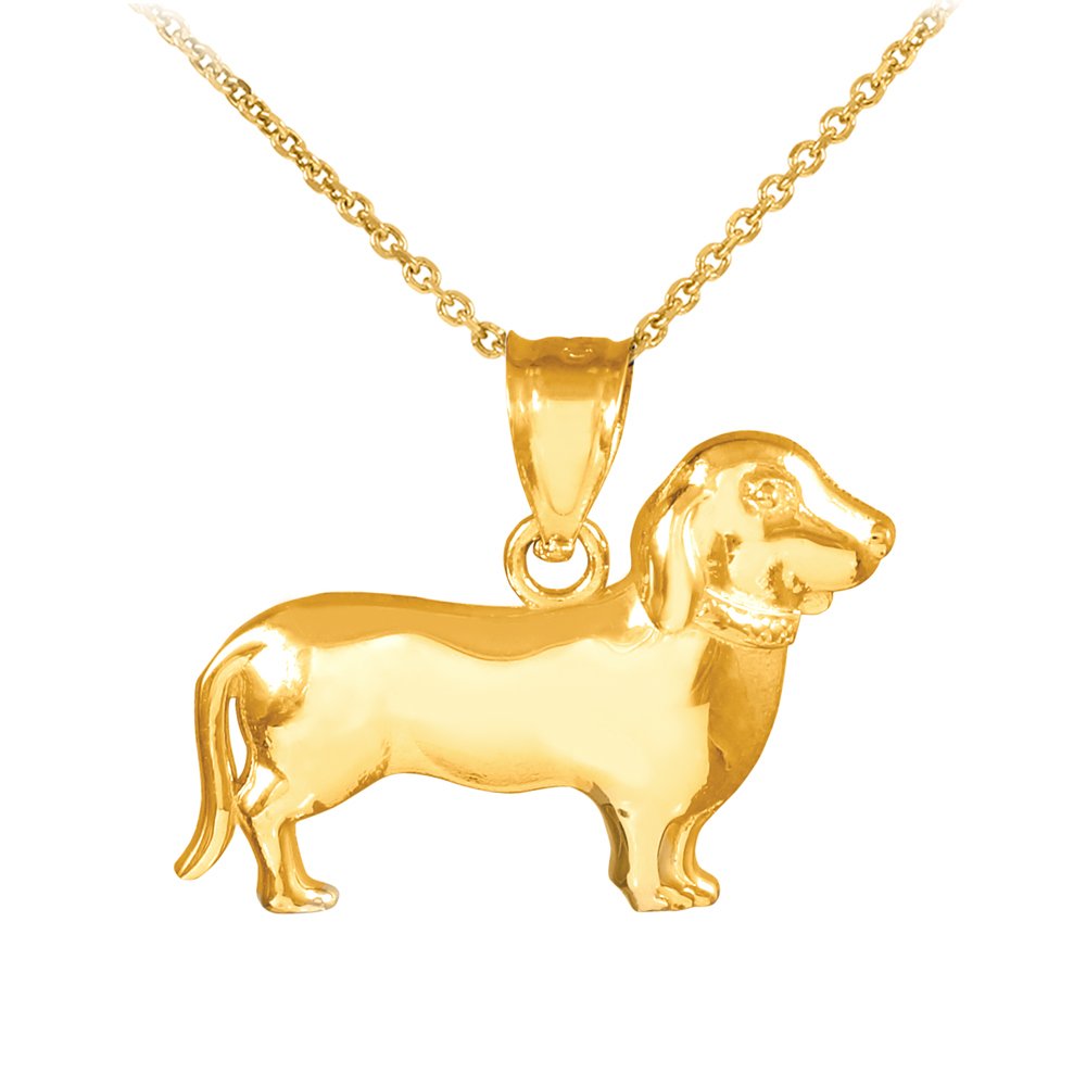 14k Gold Dachshund Pendant Necklace - Polished Wiener Dog Charm for Women | Perfect for Pet Lovers, Birthday Gifts & Everyday Wear