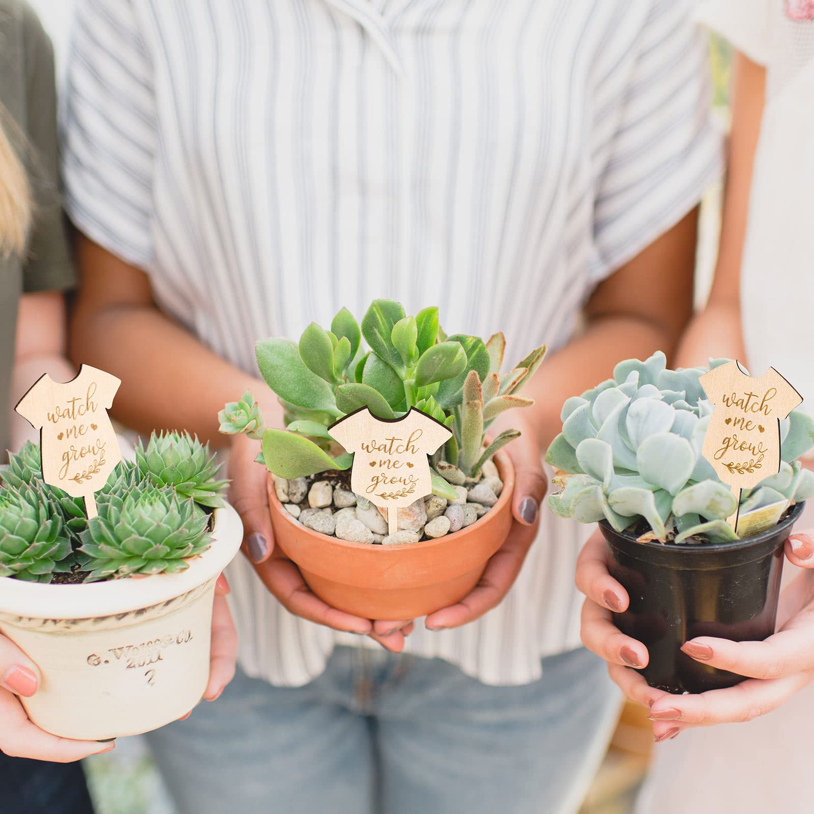AnyDesign 30Pcs Watch Me Grow Wooden Plant Labels - Baby Shower, Succulent Garden Markers, Seedling Stakes, Teacher Appreciation & Thanksgiving Gifts - Perfect for Indoor Potted Plants, Classroom Projects, and Gardening Enthusiasts